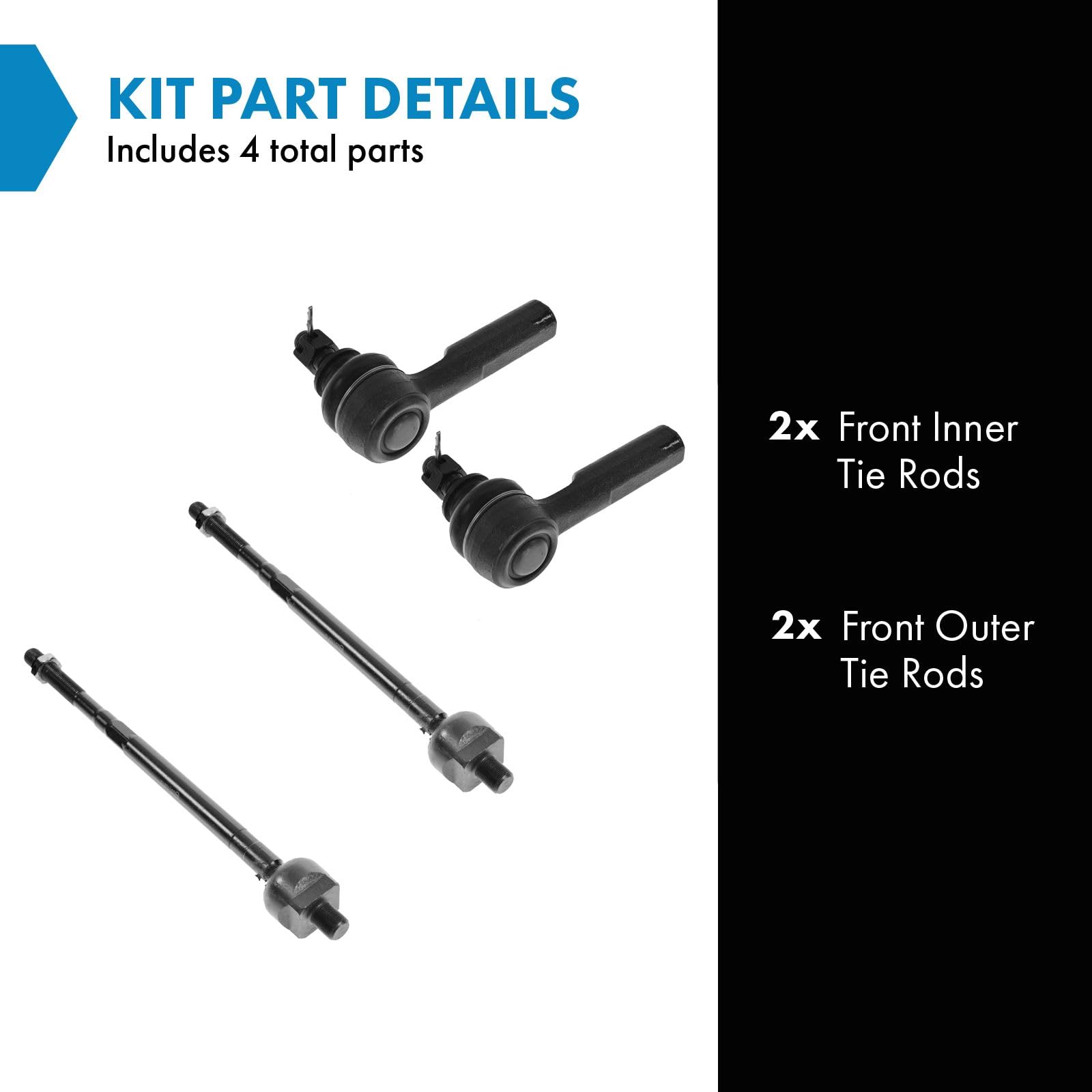 Trq Front Tie Rod Set Compatible With 2000-2001 Infiniti I30 2002-2004 I35 2000-2002 Nissan Maxima
