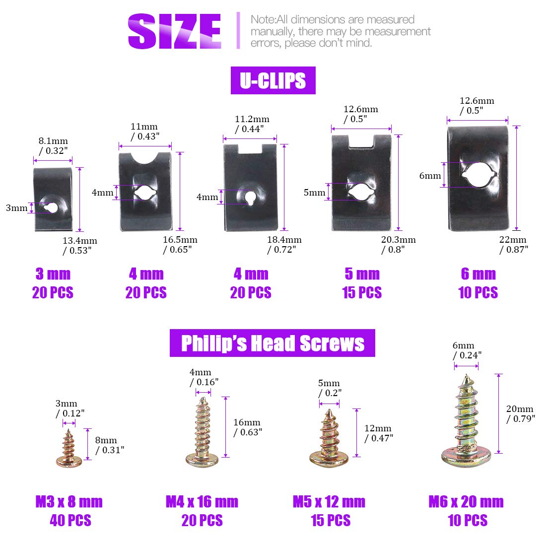 170Pcs Auto Car U-Clip U Nut And Screw Assortment Kit For Dash Door Panel Interior Sae