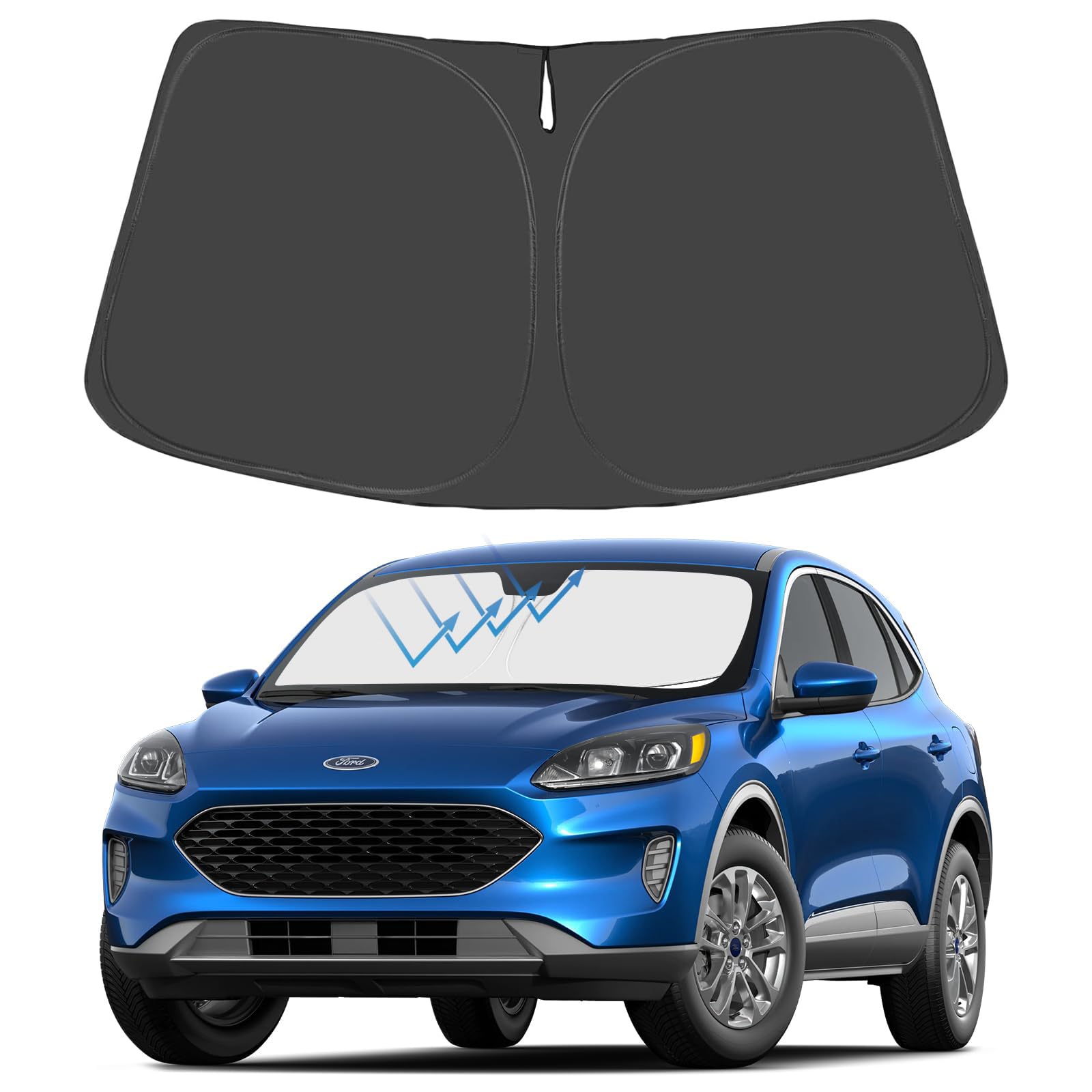 Proadsy 2025 Upgrade Windshield Sunshade Custom For Ford Escape 2020-2024 2025 Block Sun & Uv Foldable Front Window Car Shade Pr