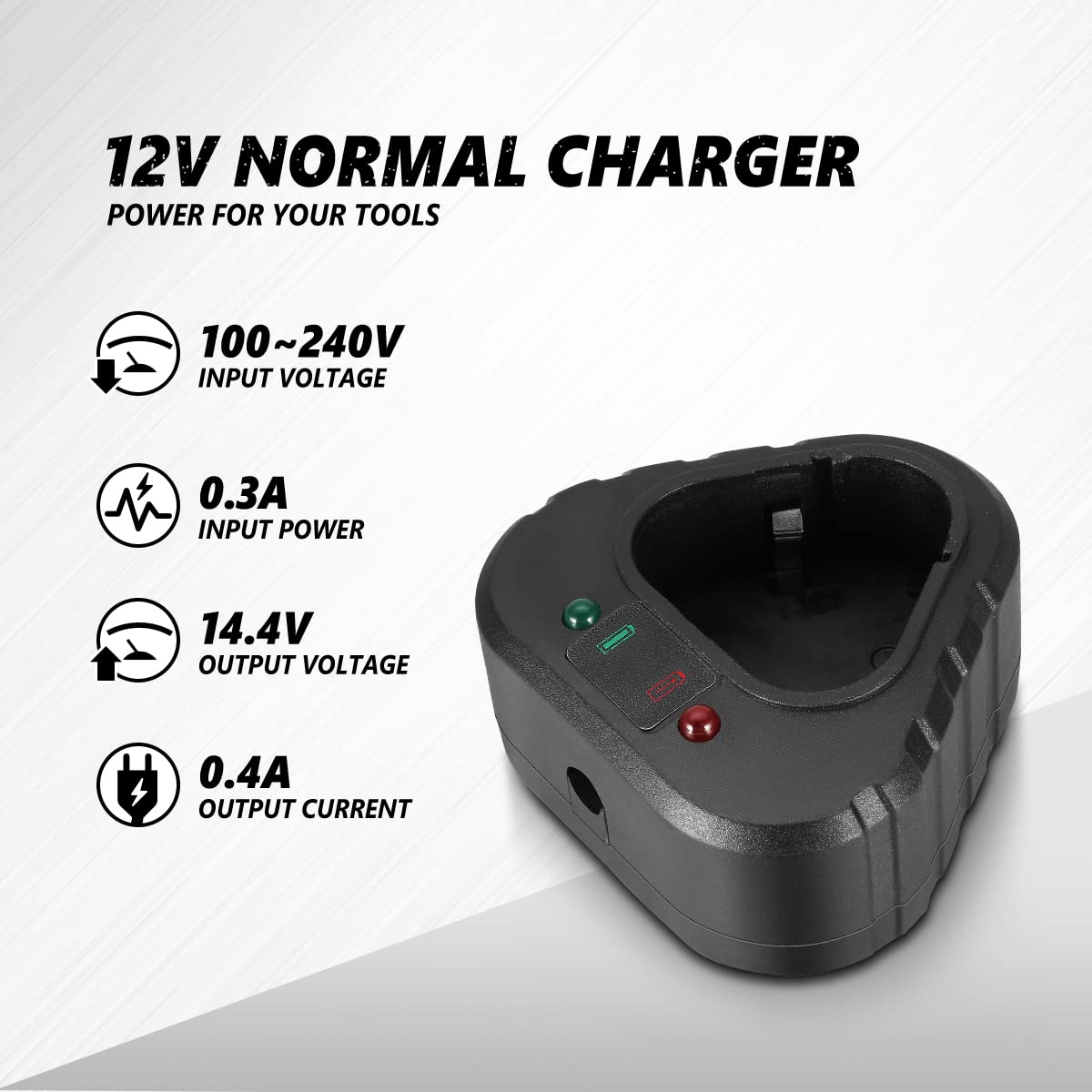 Dna Motoring Tools-00179 12V Lithium Ion Battery Normal Charger W/Led Indicator , Black