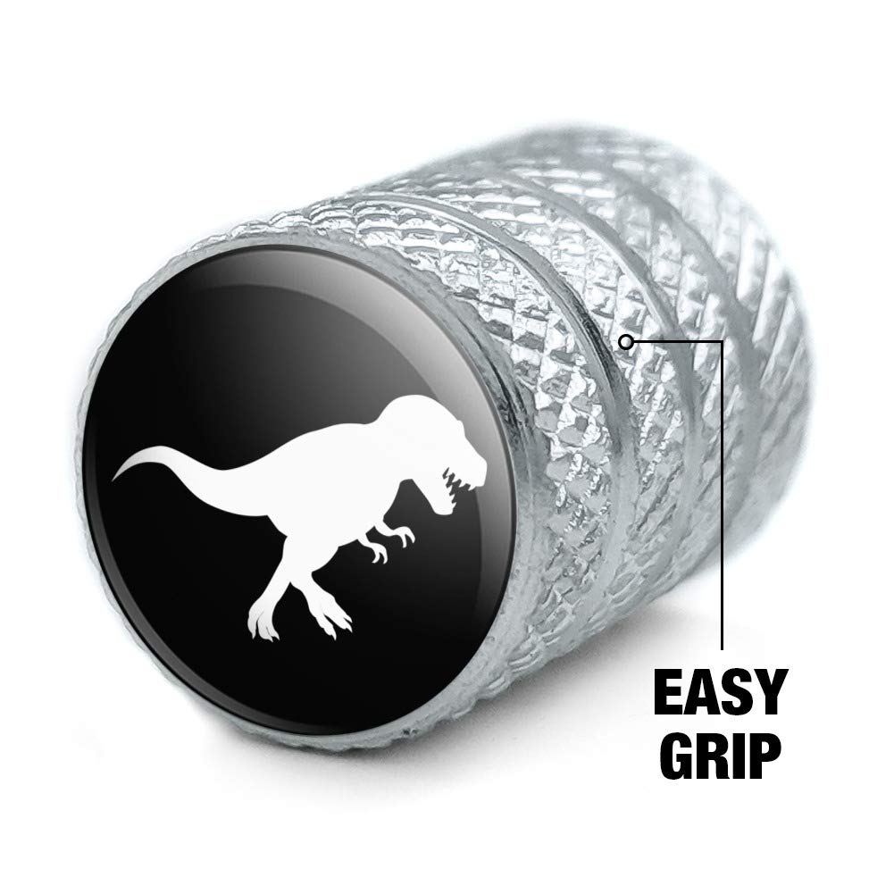 Graphics & More Dinosaur Tyrannosaurus Rex Black White Tire Rim Wheel Aluminum Valve Stem Caps