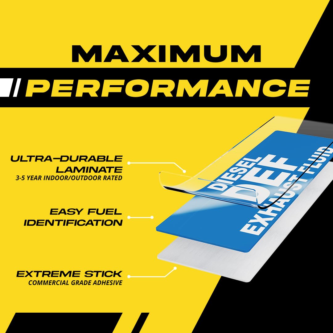 Def Sticker - Diesel Exhaust Fluid Labels For Diesel Engines, Trucks, Semi-Trailers - Weather Proof, Extreme Stick, Durable, Def
