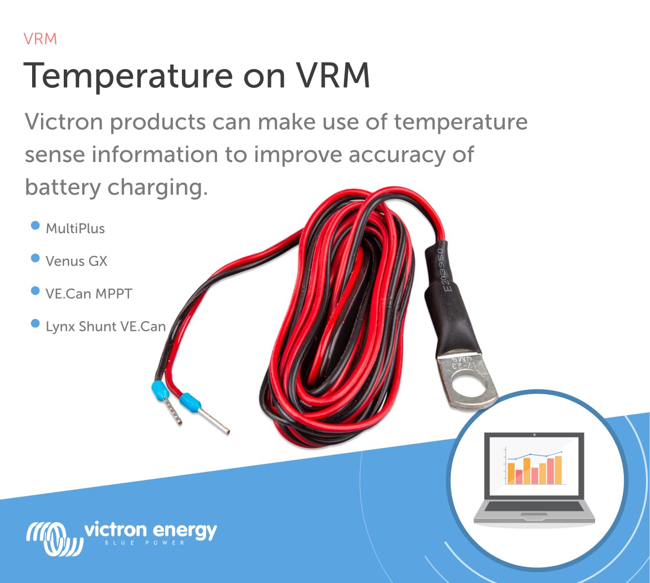 Victron Energy Temperature Sensor For Victron Energy Quattro, Multiplus And Gx Device