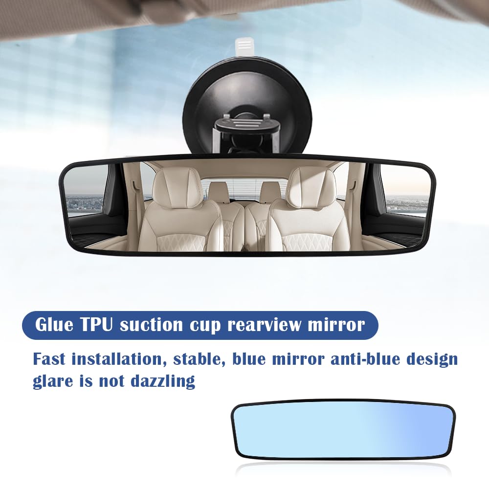 Suction Cup Rear View Mirror for Car,HD Wide Angle Car Mirror with Anti Glare & 360 Adjustable Design,Multifunctional Car Truck