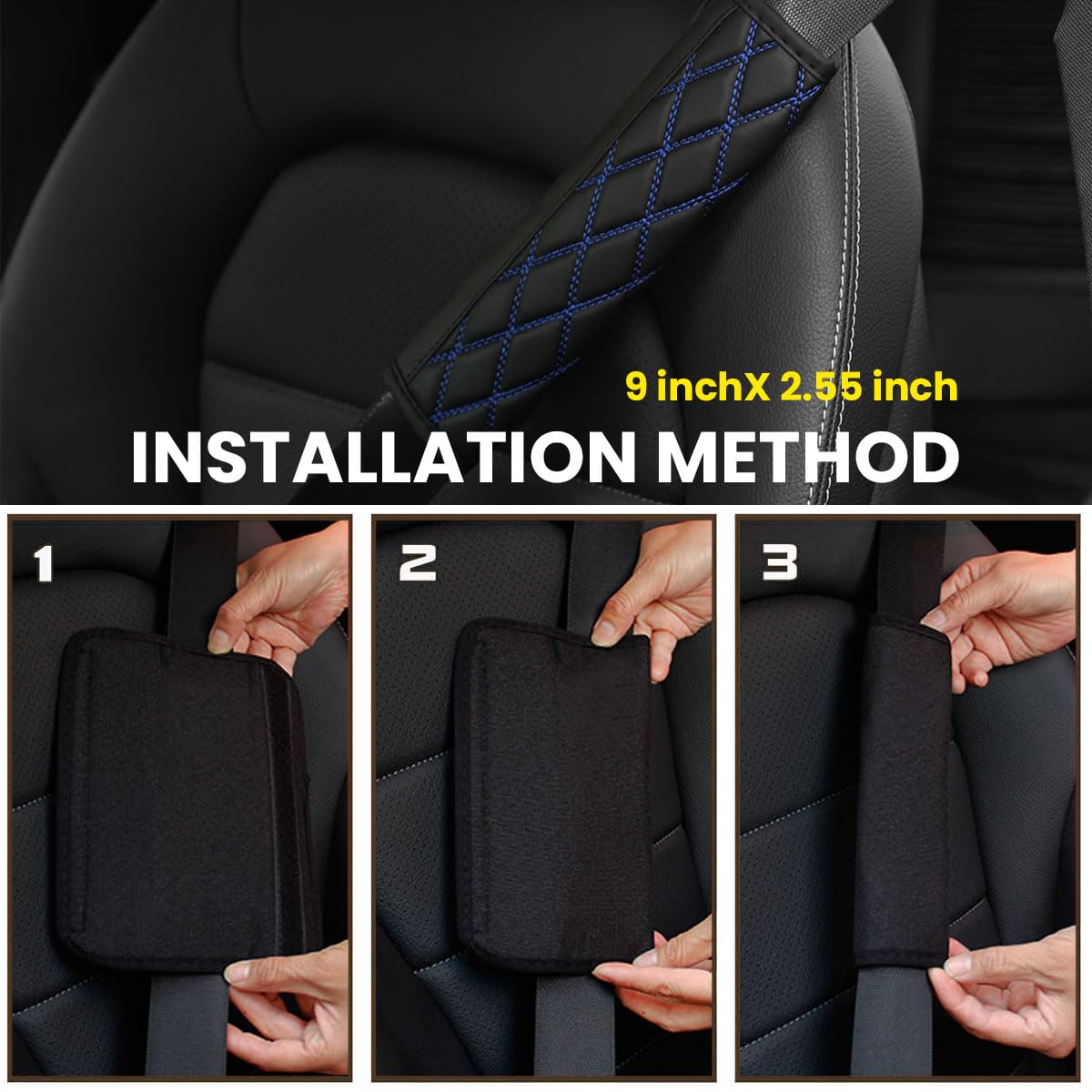 Bittwee Car Seat Belt Pads, 2 PCS Leather Seatbelt Covers Protect Your Neck and Shoulder & More Comfortable Driving, Harness Pad