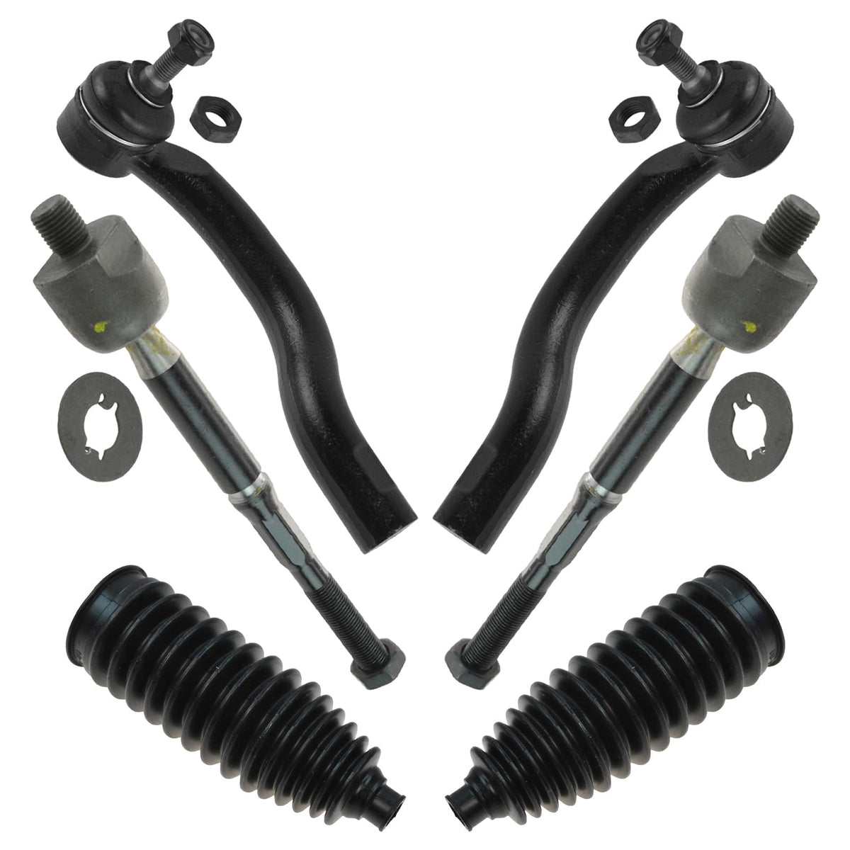 Trq Front Steering Kit Steering Rack & Pinion Bellow Tie Rod Compatible With 2009-2014 Nissan Cube 2007-2012 Versa