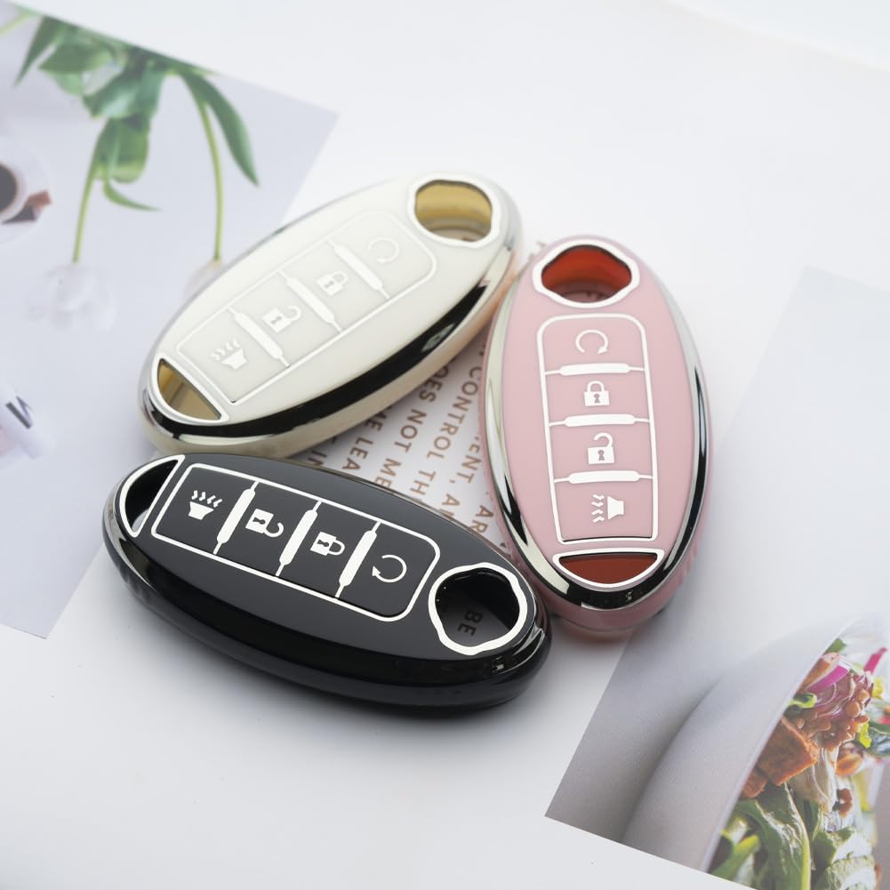 Tautrophen Key Fob Cover Fit For Nissan Infiniti Rogue Pathfinder Armada Murano Kicks Frontier Titan 4 Buttons Smart Key