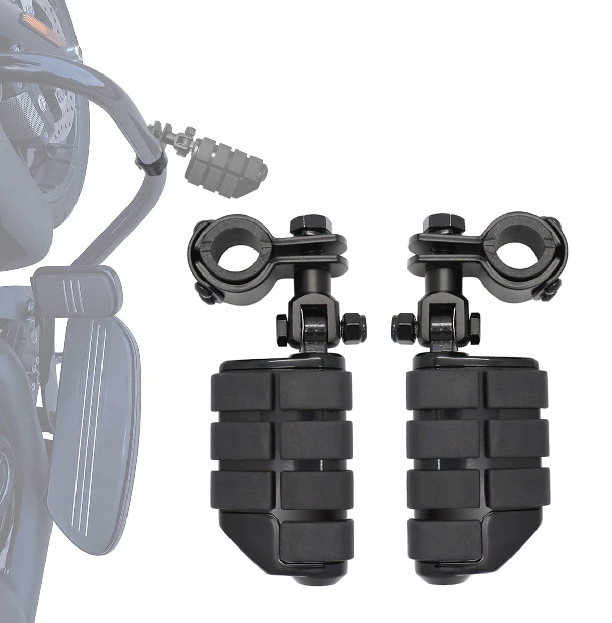 Motorcycle Highway Pegs Footrest With Mount Clamp Kit Fit For Harley Touring Road King Street Glide Road Glide Electra Glide Yamaha Suzuki Kawasaki 25Mm 32Mm 34Mm (Black)