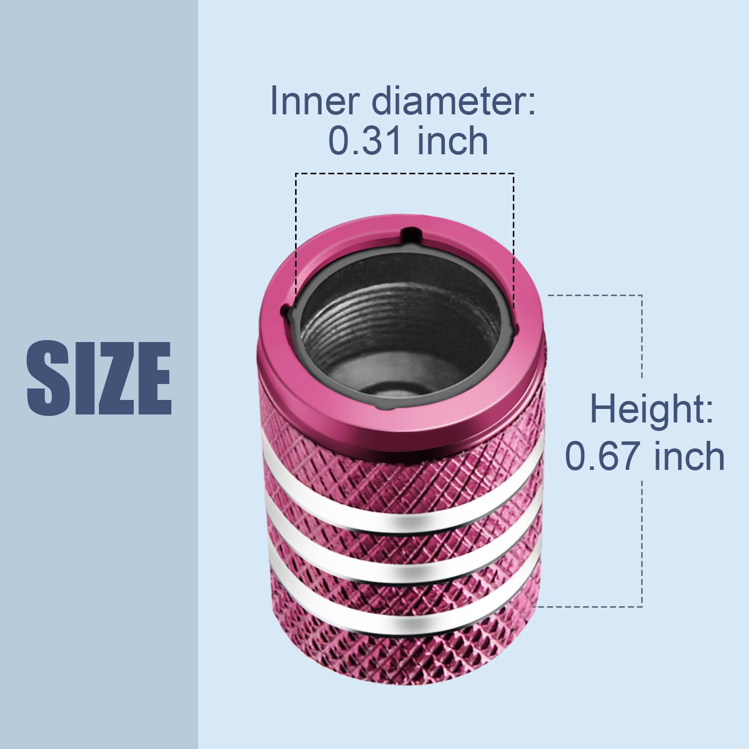 Tire Valve Stem Caps Cover - (5 Pack) Tire Air Cap N2 Nitrogen Metal With Plastic Liner Corrosion Resistant Leak-Proof For Car Truck Motorcycle Bike Pink