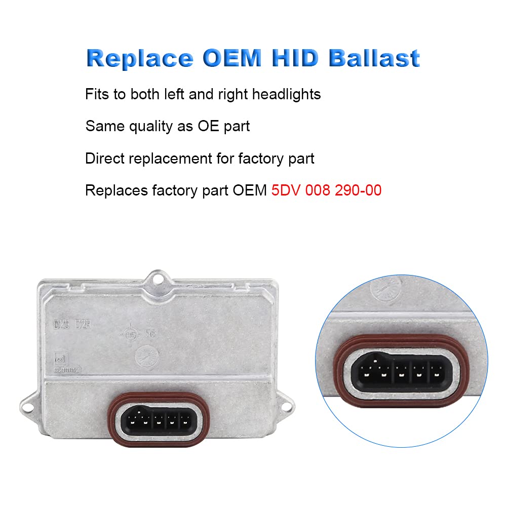 Wmphe Compatible With Hid Xenon Headlight Ballast Mercedes Benz Audi Bmw Ford Gm Jaguar Control Unit Module Replace Oem 5Dv 008 290-00 5Dv 008 855-00 0028202326 2M5Z-13C170-Aa 601-052