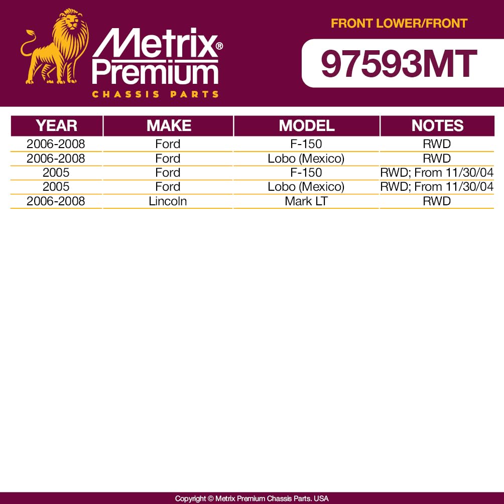 Metrix Premium Chassis Parts - 4 Pc Front Lower Control Arm & Front Sway Bar Stabilizer End Link Kit Fits 05-08 Ford F-150 Rwd,