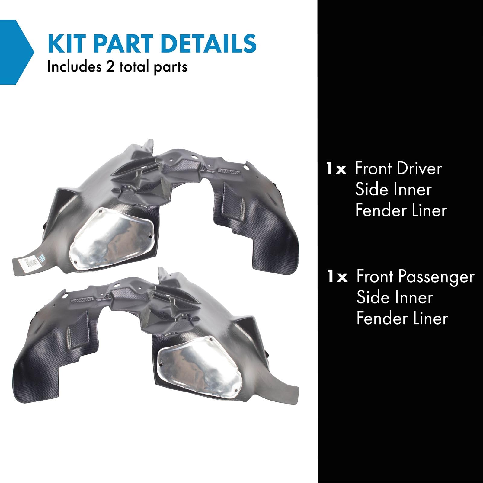 Trq Front Inner Fender Liner Set Compatible With 2007-2017 Jeep Wrangler 2018 Wrangler Jk Ch1250132 Ch1251132