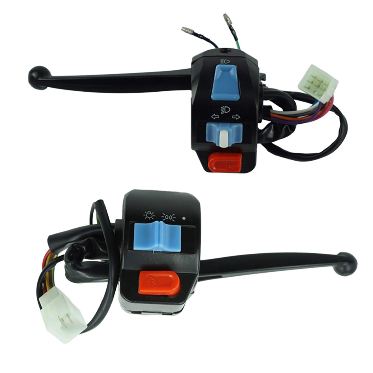 Xdf 1 Pair 12V Waterproof Motorcycle Left And Right Handlebar Control Switch Horn Turn Signal Compatible With Gy6 50Cc 125Cc 150Cc (Color : Levers)