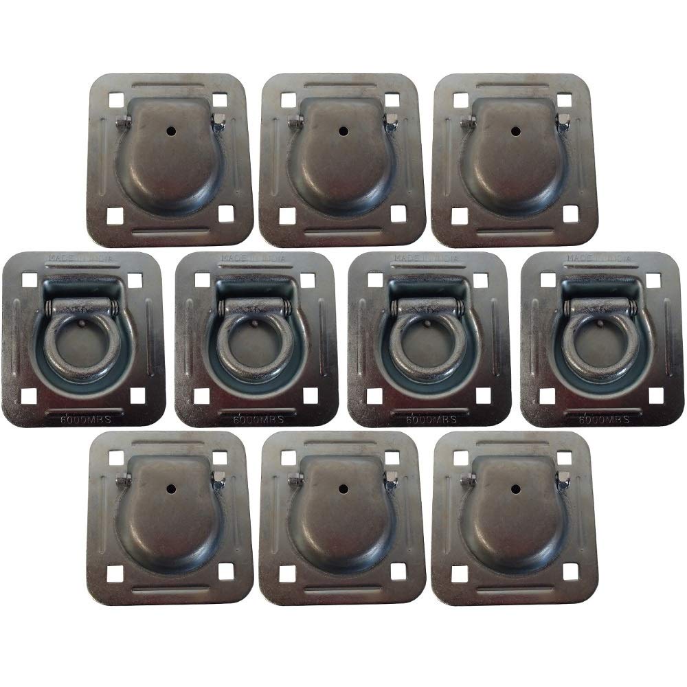 RAParts 10 pk Flush Mount Recessed Ring Trailer Cargo Tie Down Control D-Rings 6000 lbs.