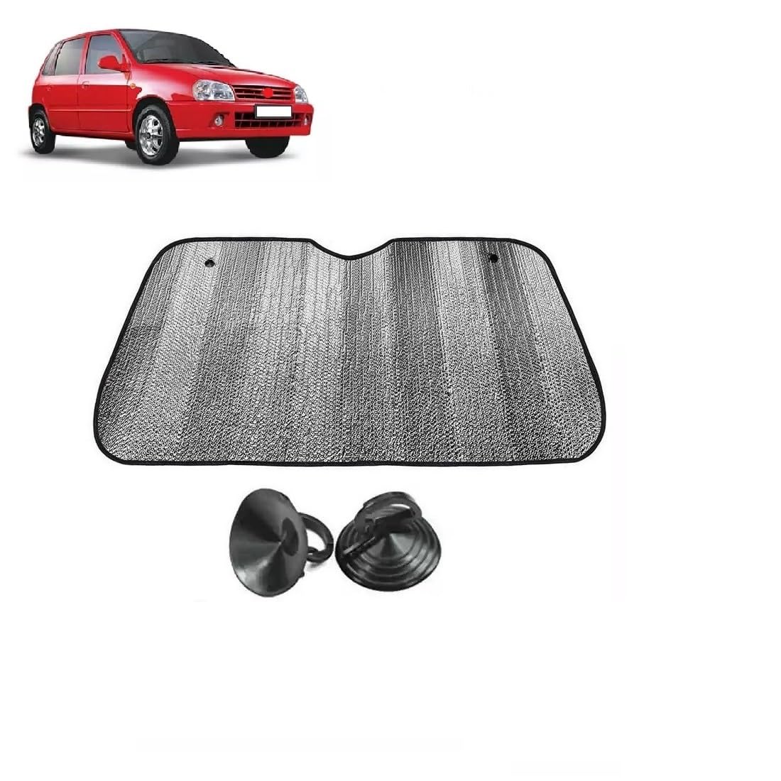 Car Windshield Sun Shade UV Rays Protector Silver Sunshade Solar Reflective suitable for Maruti Suzuki Zen