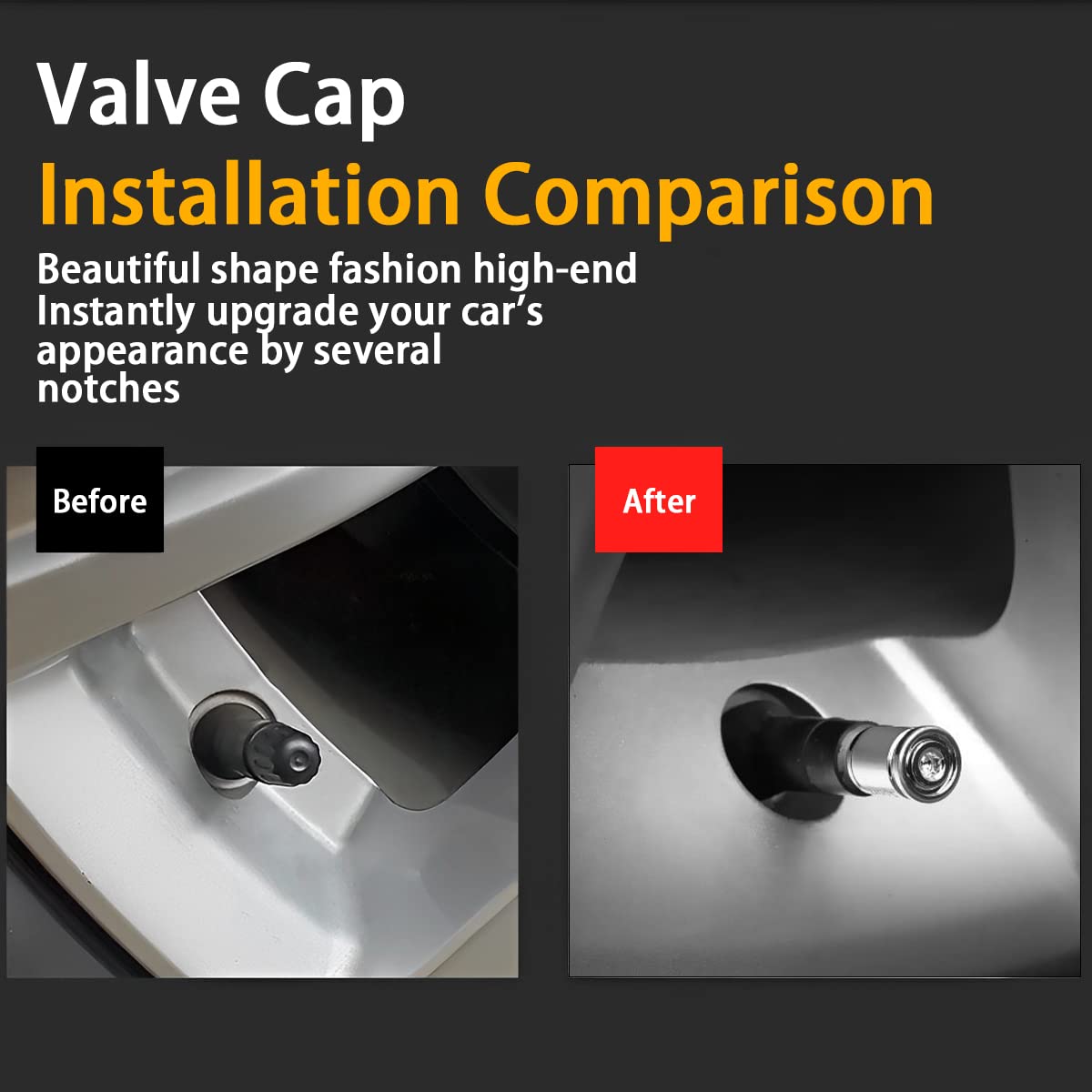 Tire Valve Stem Cap, Anti-Theft Design Zinc Alloy Stem Covers, 4 Pcs Auto Wheel Cap Sets With Rubber Seal, Universal Vehicle Accessories Fit For Cars, Trucks, Motorcycles, Bicycles (Silver)