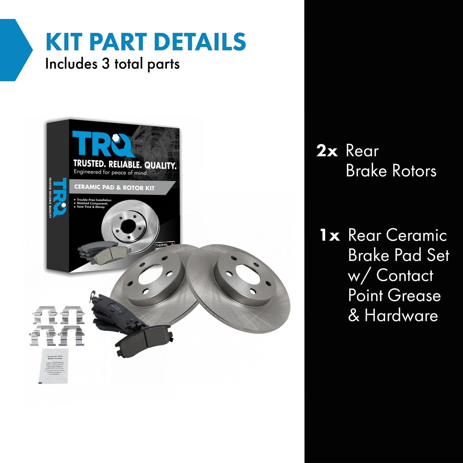 TRQ Rear Brake Pad & Rotor Kit Brake Pads Brake Rotor Ceramic Compatible with 2003-2005 Buick Park Avenue 2000-2005 Cadillac DeV