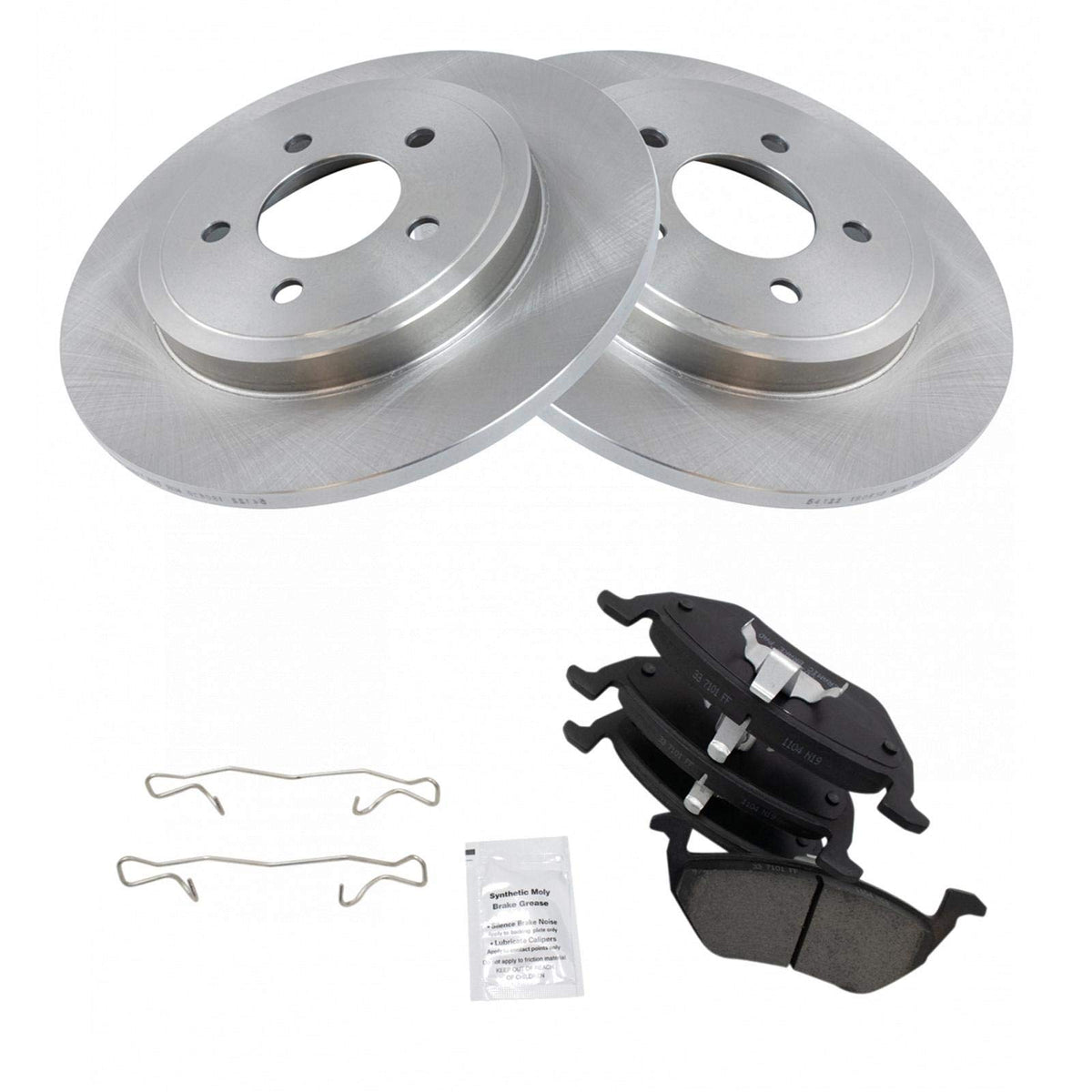 TRQ Rear Brake Pad & Rotor Kit Brake Pads Brake Rotor Ceramic Compatible with 2005-2008 Ford Escape Mazda Tribute Mercury Marine
