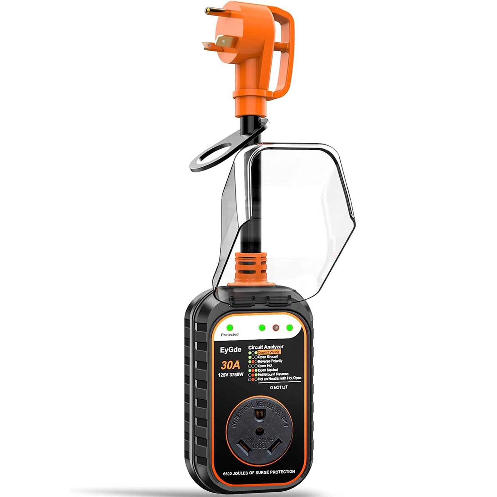 Eygde Rv Surge Protector 30 Amp, Rv Circuit Analyzer With Waterproof Cover, Rv Accessories Power Voltage Protection Guard For Ca