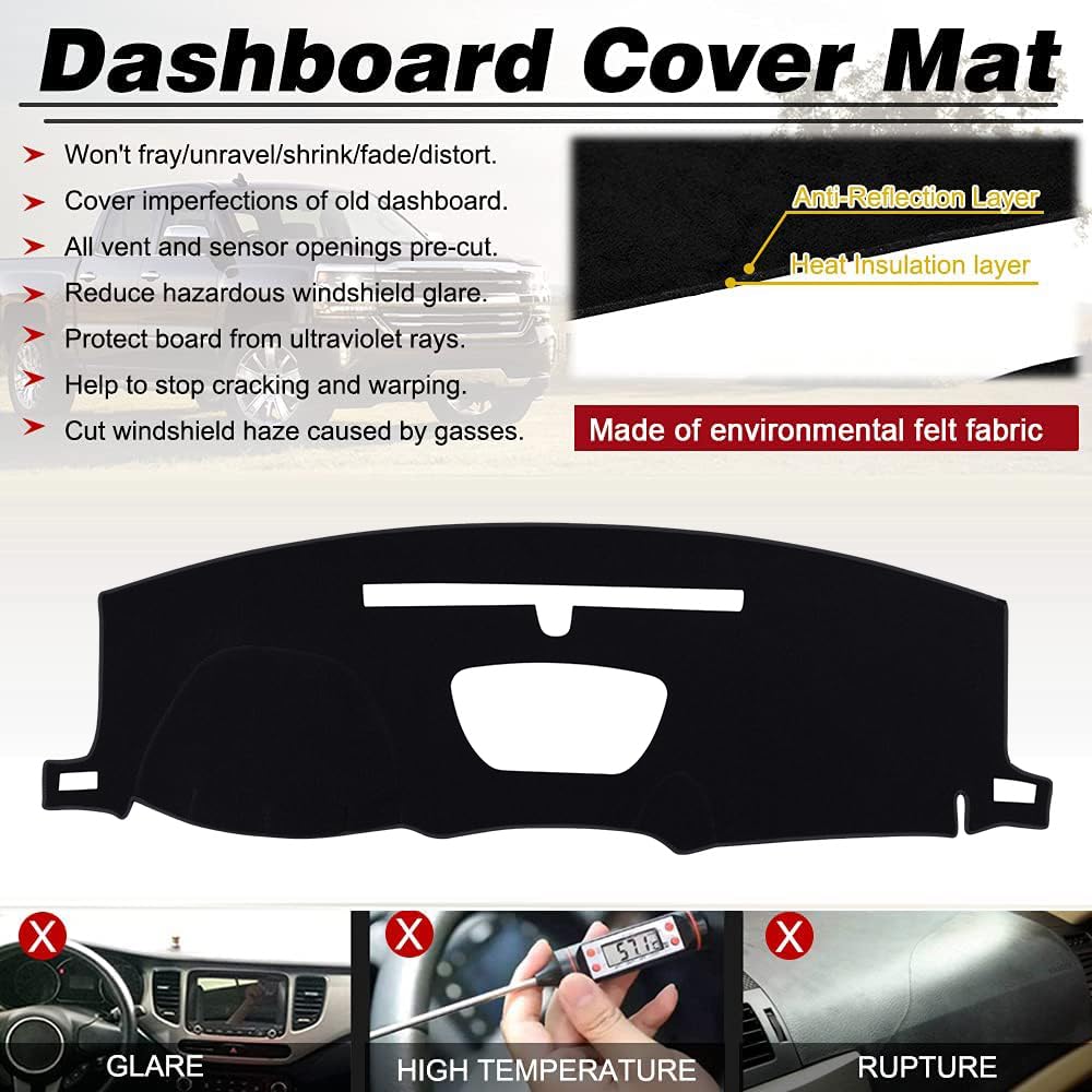 Blibliunit Dash Board Cover Fit For 2019 2020 2021 Chevrolet Chevy Silverado 1500 2500 3500, Gmc Sierra 1500 Dashboard Cover Mat