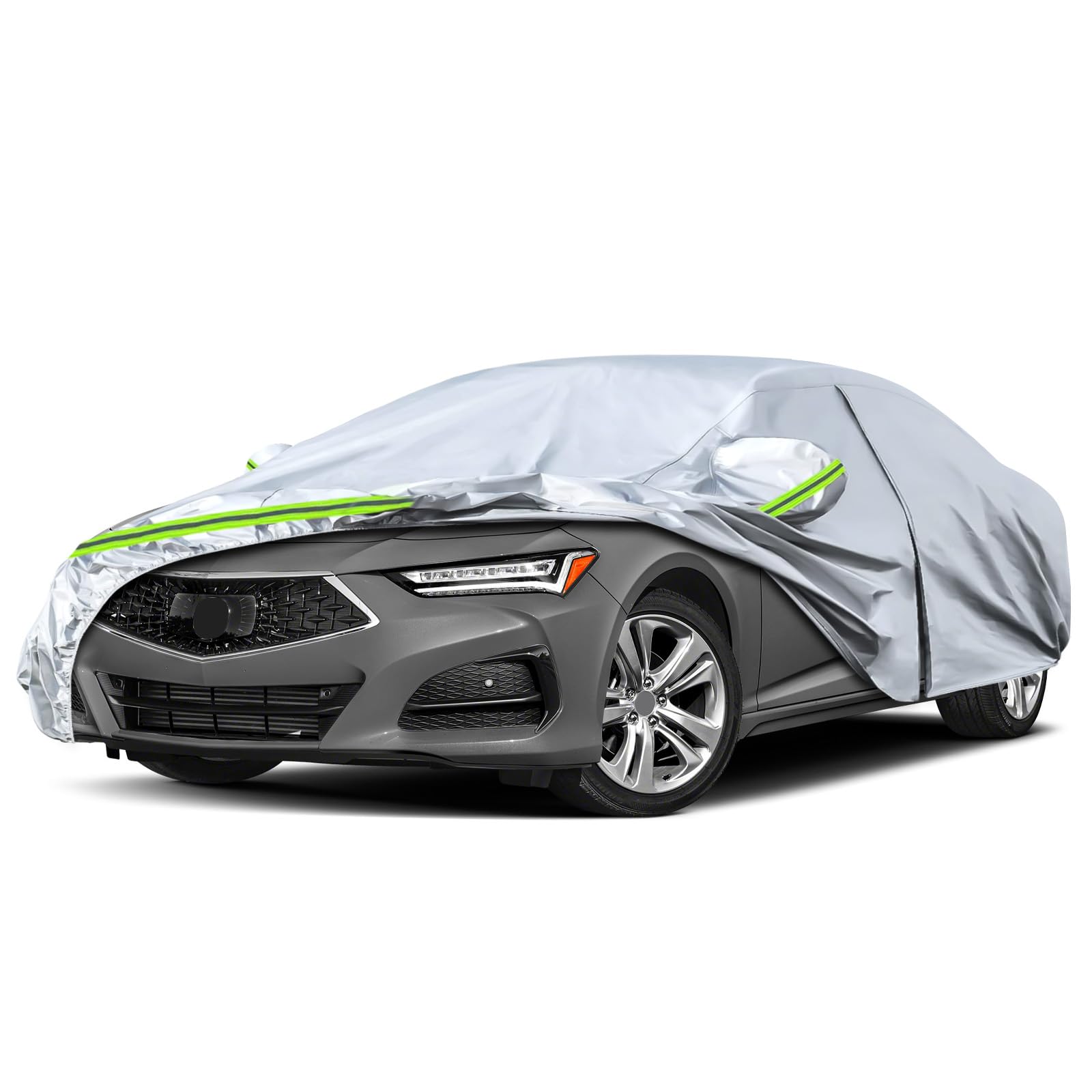 Waterproof Car Covers Replace For 2015-2024 Acura Tlx, 6 Layers Silver All Weather Car Cover With Zipper Door & Windproof Bands
