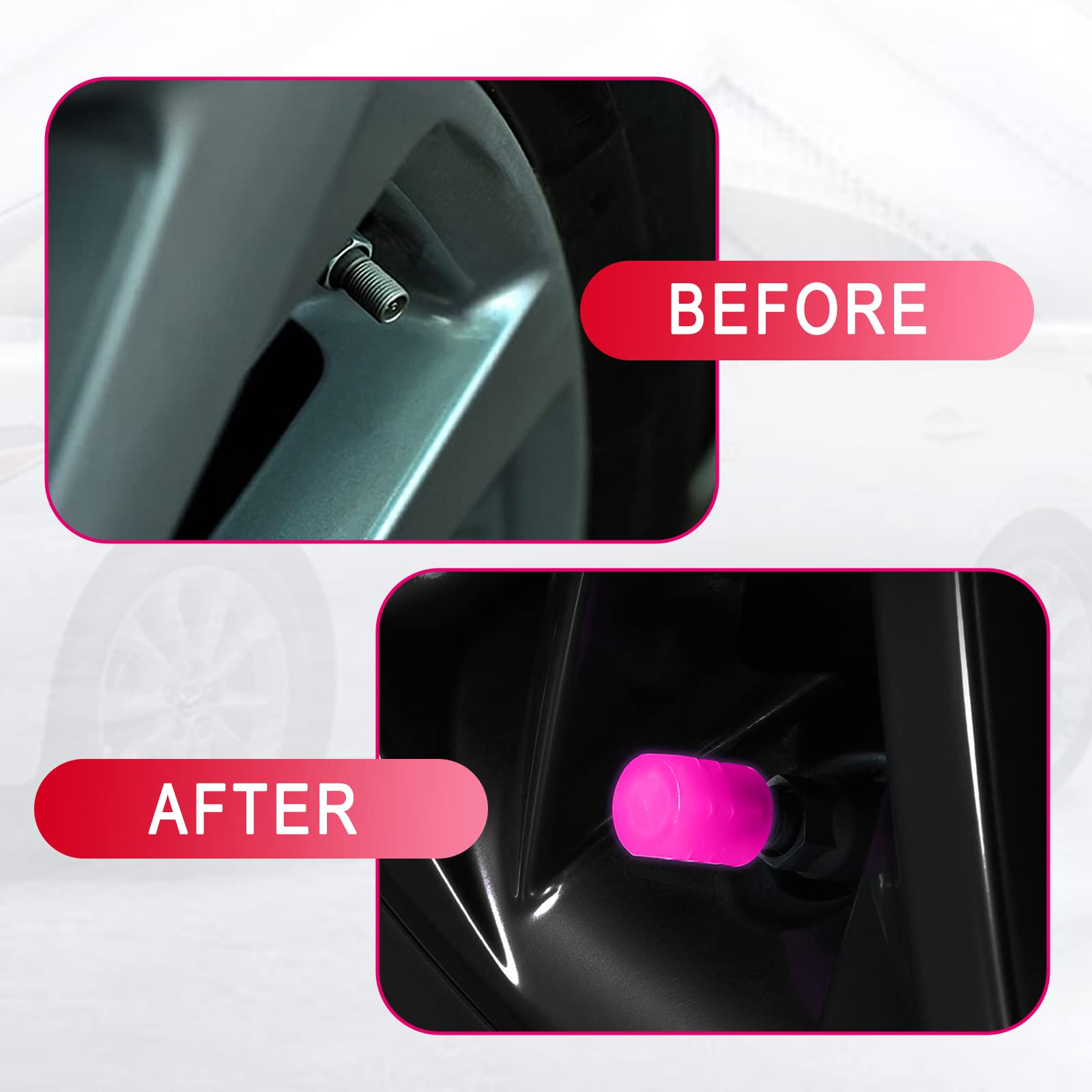 Miytsya 4 Pcs Luminous Wheels Cap Tire Valve Stem, Glow Luminous At Night, Air Caps Cover Fluorescent, Illuminated Auto Car Whee