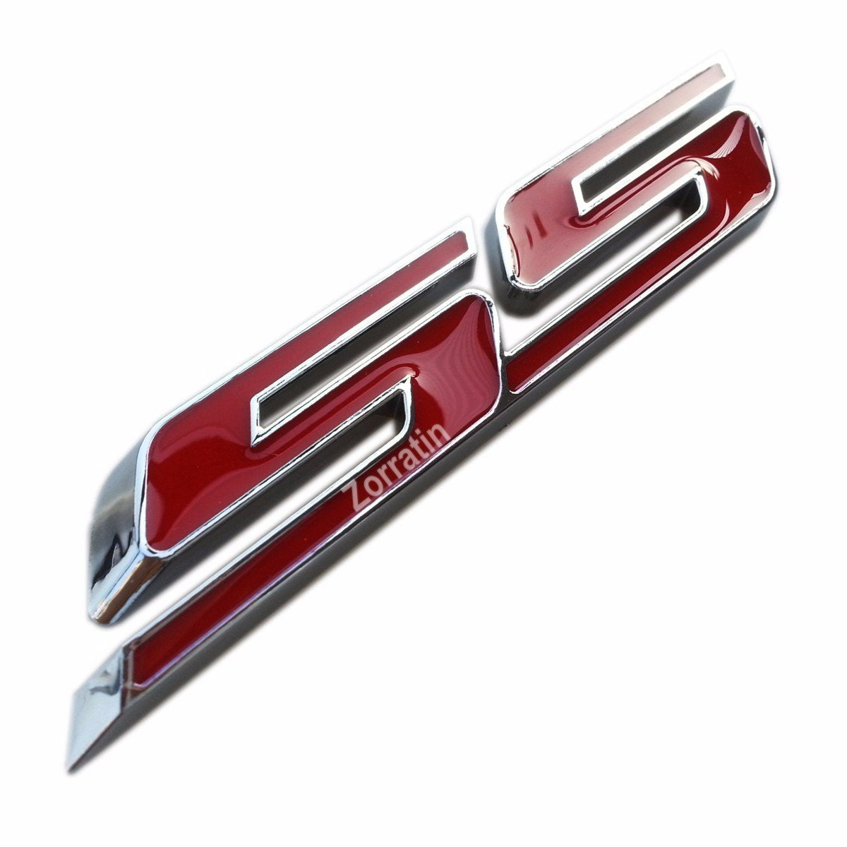 Zorratin Slant Ss Grill Side Trunk Emblem Badge Decal With Adhesive For Chevy Impala Cobalt Camaro 2010-2015 [Red Letter With Ch