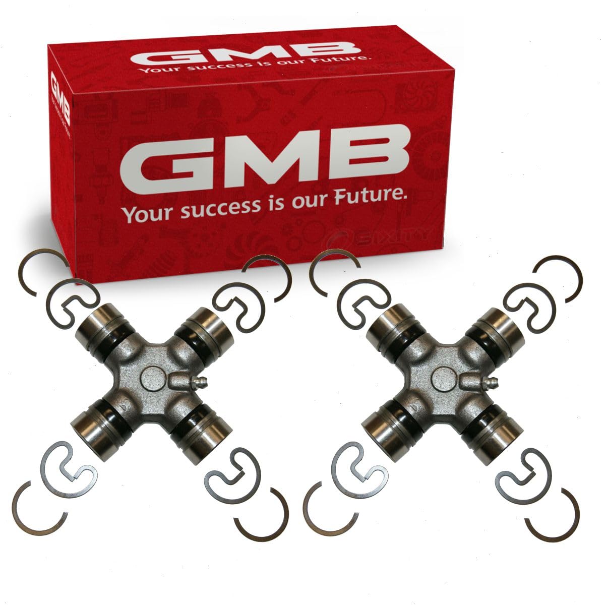 2 pc GMB Rear Shaft All Universal Joints compatible with Dodge Ram 1500 2000-2010 - Inside and Outside Lock Rings