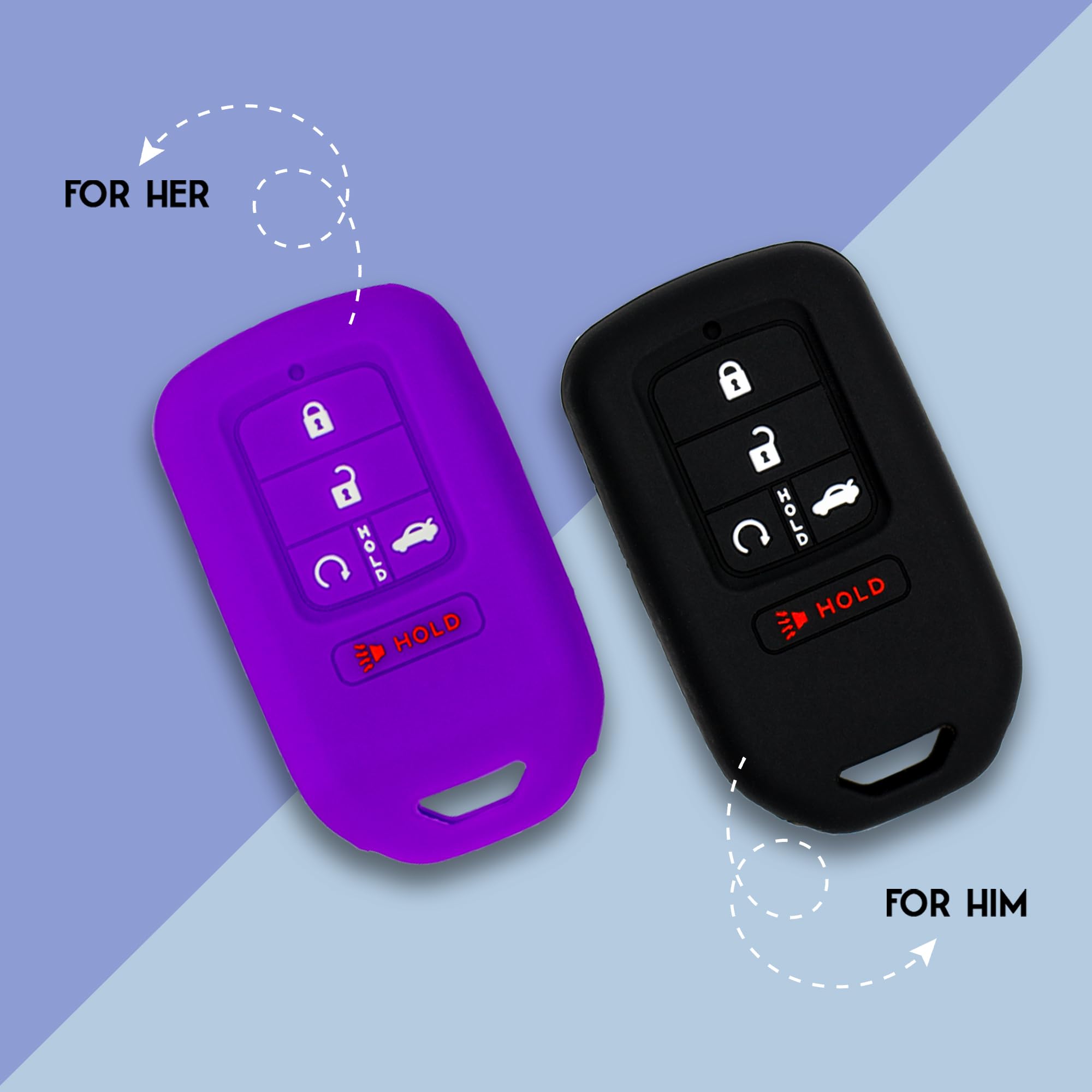 Autobase Silicone Key Fob Cover Compatible With Honda Accord Civic Cr-V Crv Pilot Passport Insight Ex Ex-L Touring | Car Accesso
