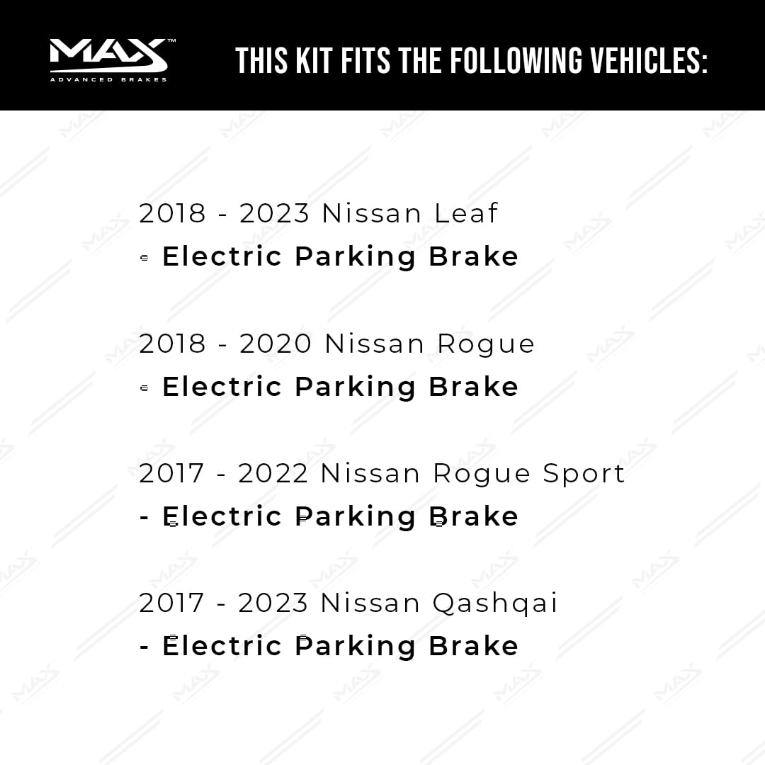 Max Advanced Brakes Rear Brake Kit Compatible With 2017 2018-2023 Nissan Leaf Rogue Qashqai Electric Parking Brake Replacement C