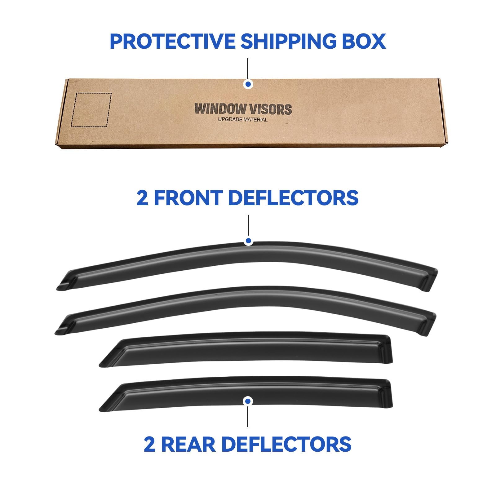 Window Visors Rain Guards for 2014-2020 Chevy Impala, Out-Channel Window Vent Wind Deflectors Visors Shades for 14-20 Impala