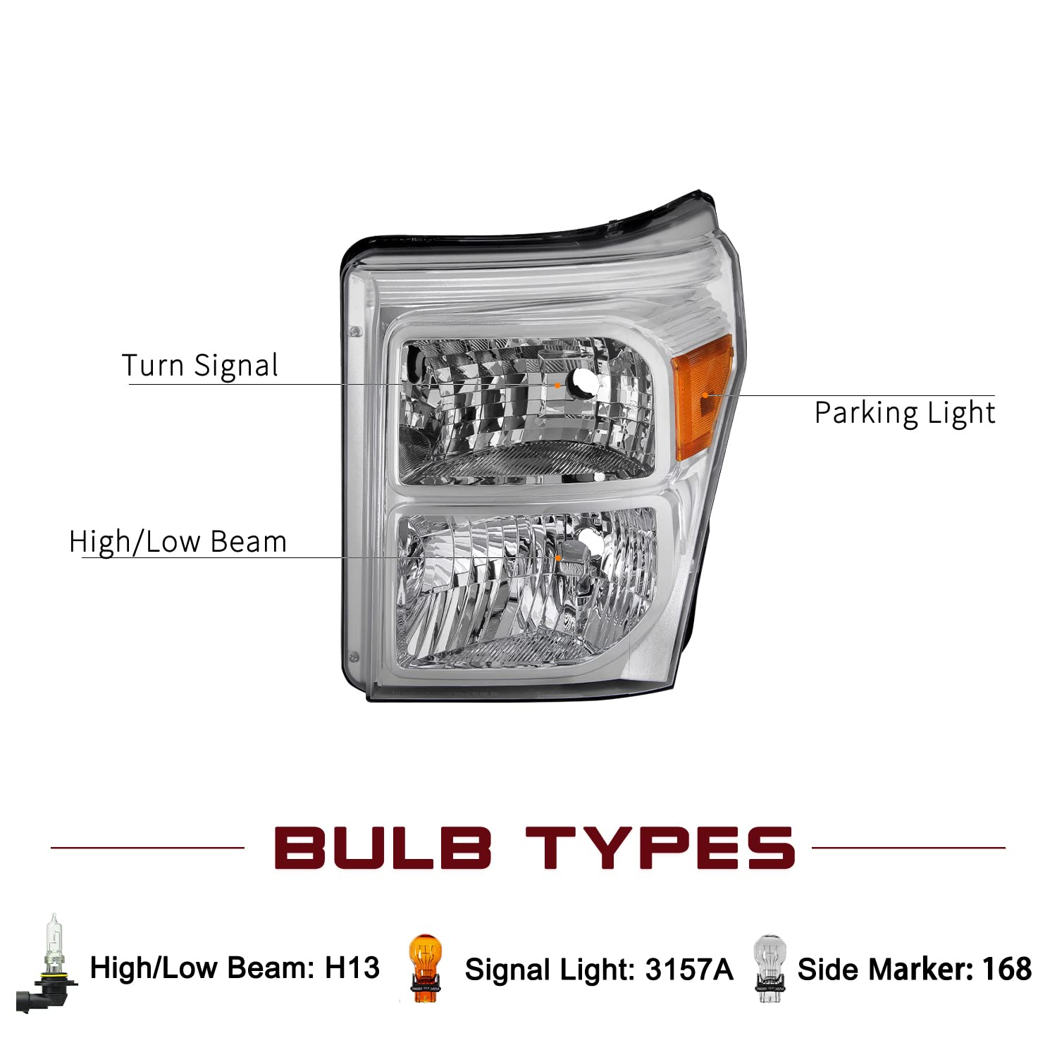 Jsboyat Headlight Assembly Replacement For 2011-2016 Ford F250 F350 F450 F550 Super Duty Headlamp Driver And Passenger Side (Black Housing With Clear Reflector)