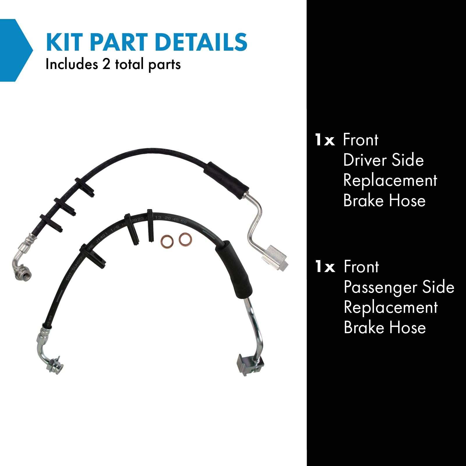 Trq Front Brake Hose Set Compatible With 2003 Ford E-150 E-150 Club Wagon 2000-2002 E-150 Econoline 1994-2002 E-150 Econoline Cl