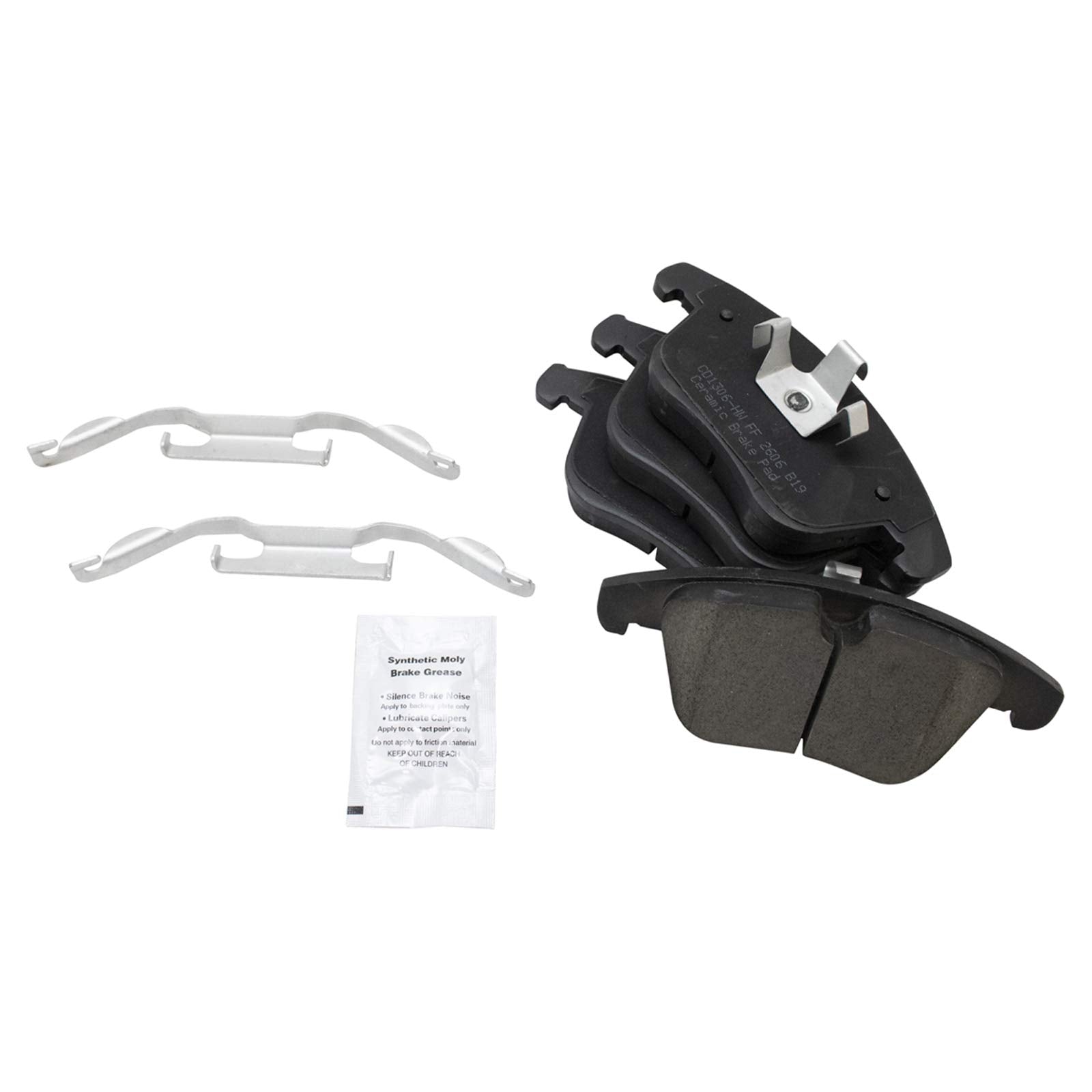TRQ Front Posi Ceramic Brake Pad Kit Set Compatible with 2008-2015 LR2 / 2012-2015 Range Rover Evoque / 2011-2018 S60 / 2007-201