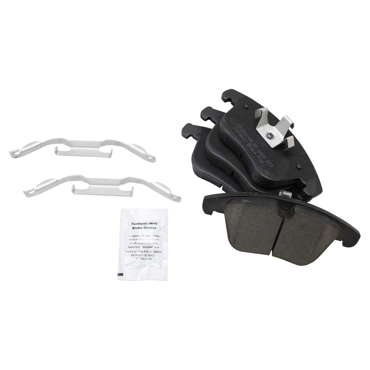 TRQ Front Posi Ceramic Brake Pad Kit Set Compatible with 2008-2015 LR2 / 2012-2015 Range Rover Evoque / 2011-2018 S60 / 2007-201