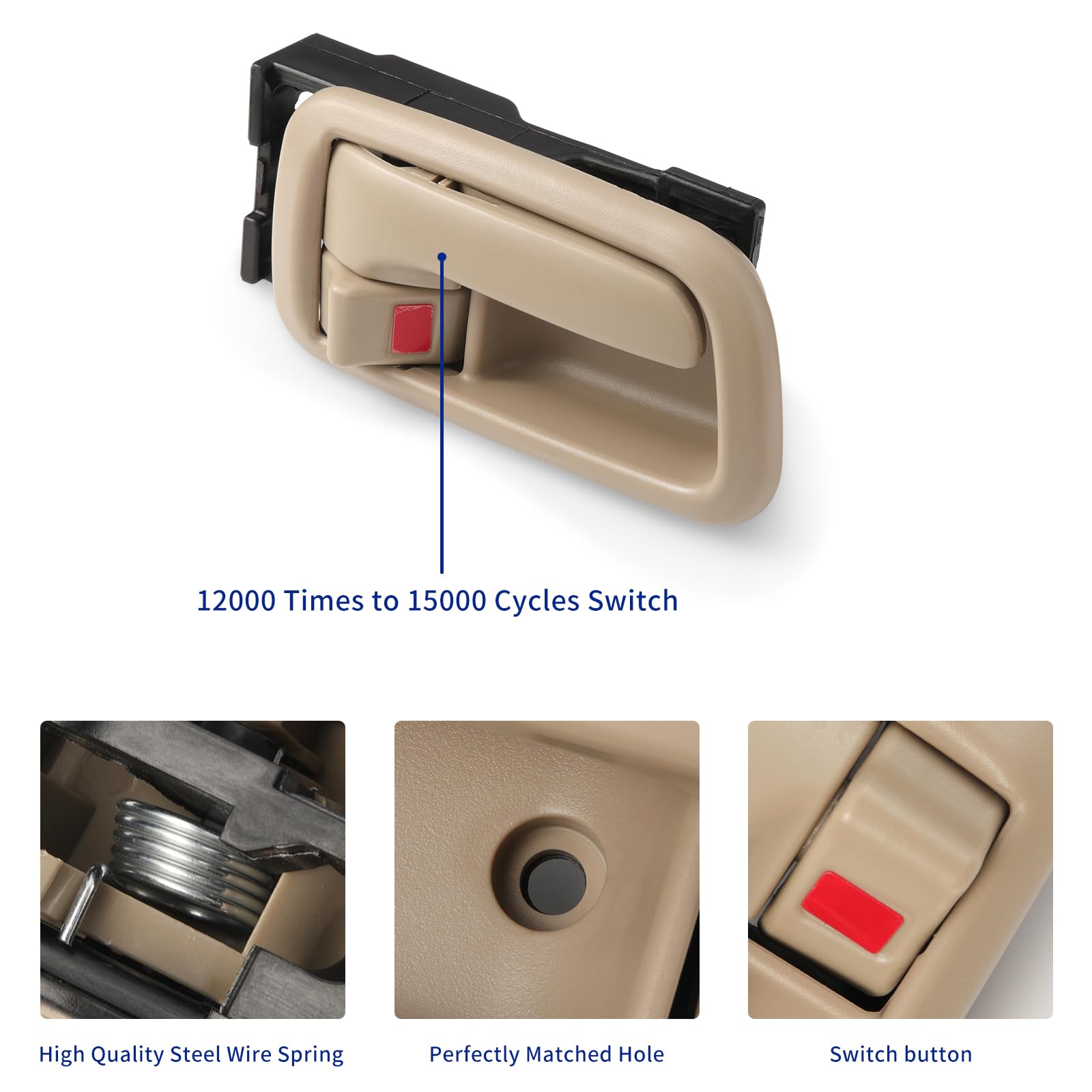 Lcyolada Interior Door Handles W/Bezel (Pair), Beige, Front Left Driver & Right Passenger for Toyota Tundra (Standard/Extended C