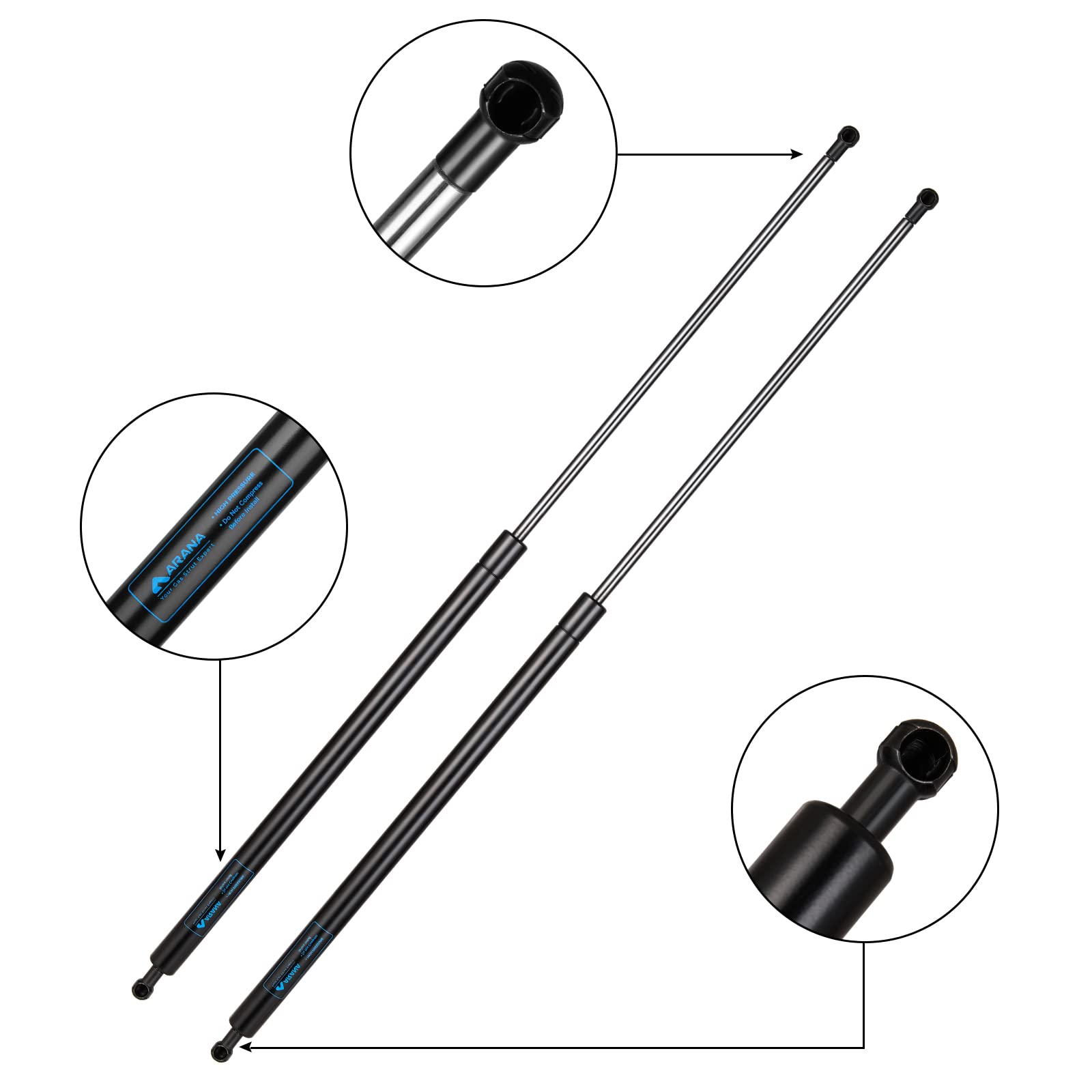 Arana Se263P150S10 26 Inch 150Lb Gas Struts Spring Shocks Sg214045 26'' 150Lb Lift Support For Truck Bed Tonneau Cover Tailer Do