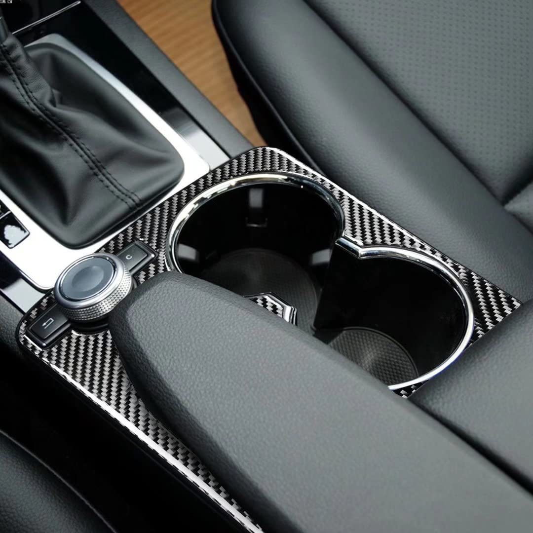 Carbon Fiber Central Console Armrest Water Cup Holder Frame Cover Trim for Mercedes-Benz C-Class W204 C180 C200 C250 Coupe Sport