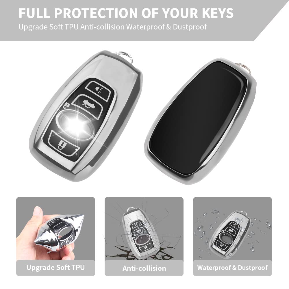 Qbuc For Subaru Key Fob Cover With Leather Keychain,Fit For Forester Crosstrek Outback Ascent Impreza Legacy Subaru 4-Buttons(Si