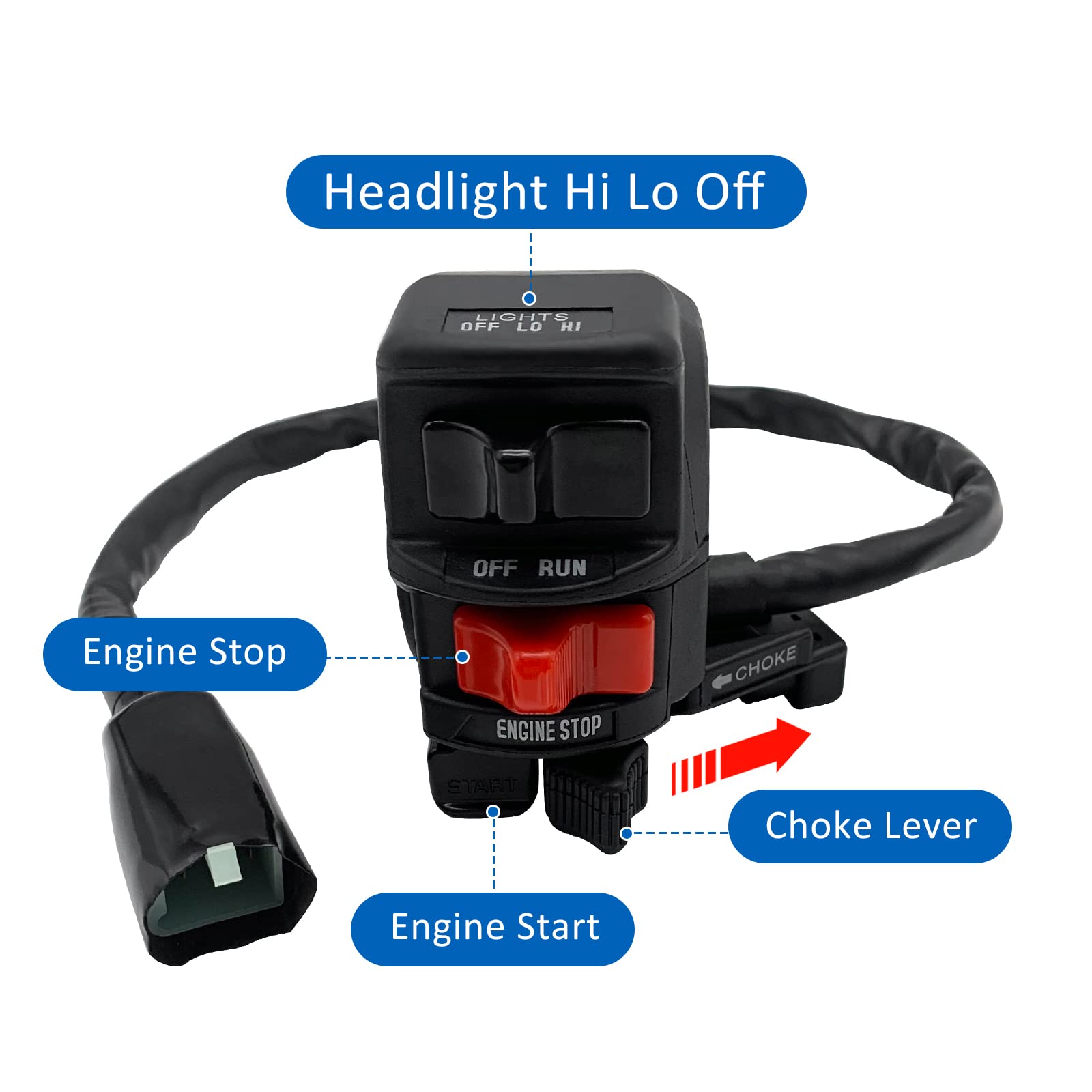 Control Switch Button Start Kill Stop Headlight For Bayou 220 Klf220 96-02 Bayou 250 Klf250 03-11, Oem# 46091-1624