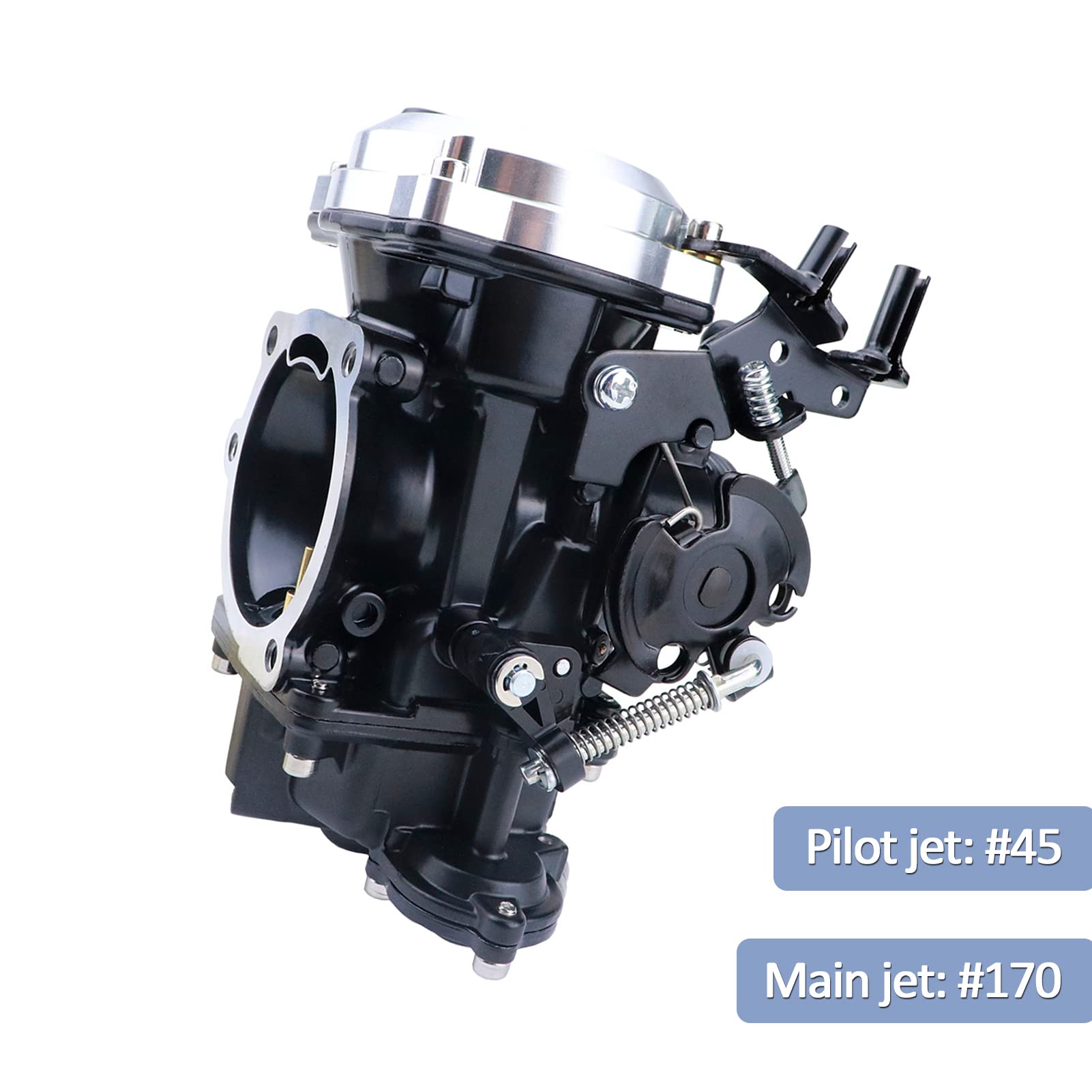 SVKZGFZ CV40 Carburetor with Choke Cable for Harley Davidson Sportster XL 883 1200 Softail Dyna Road King - Silver Cover