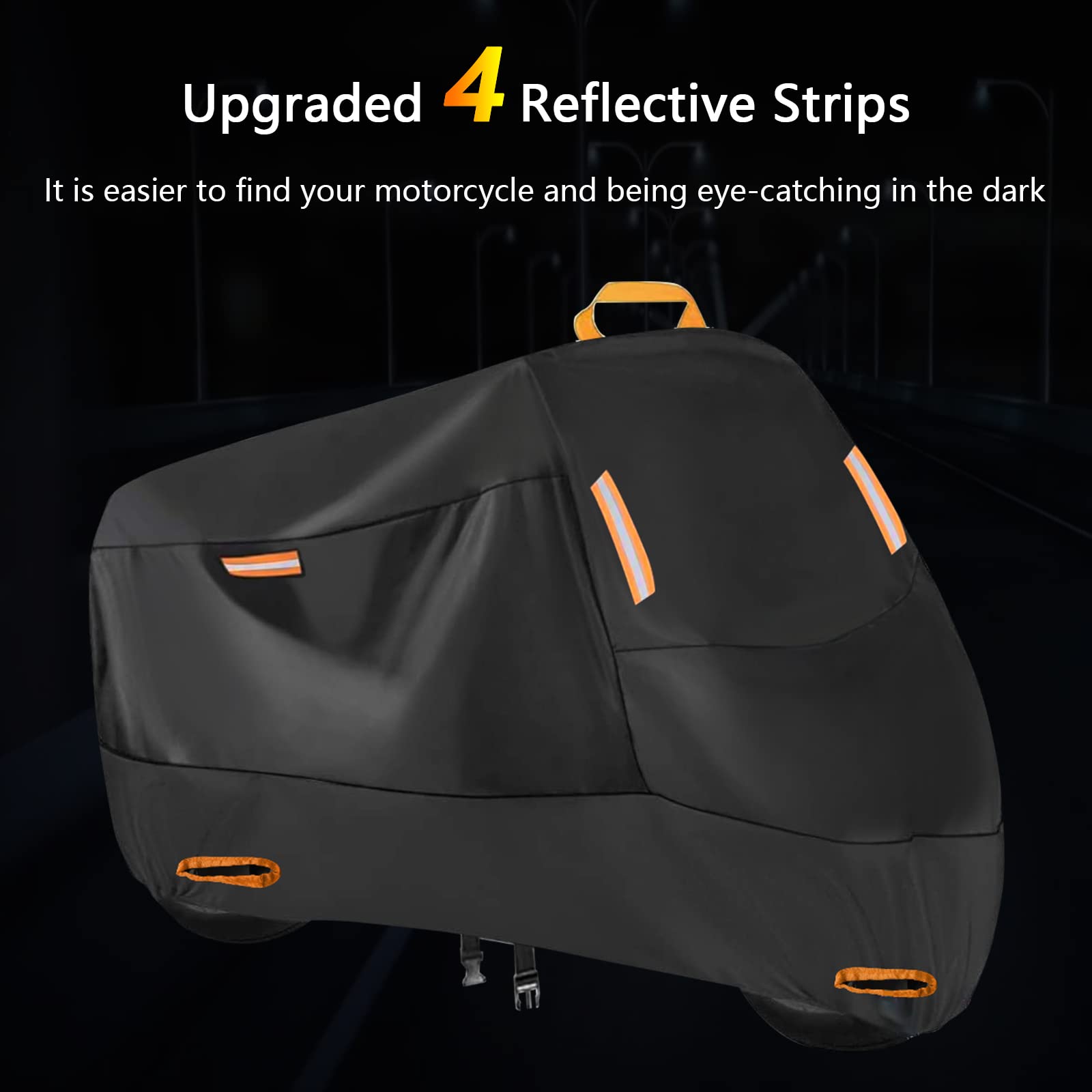 300D Heavy Duty Motorcycle Cover, Seceles All Season Durable Waterproof Outdoor Protection Scooter Cover 4 Reflective Tape Stora