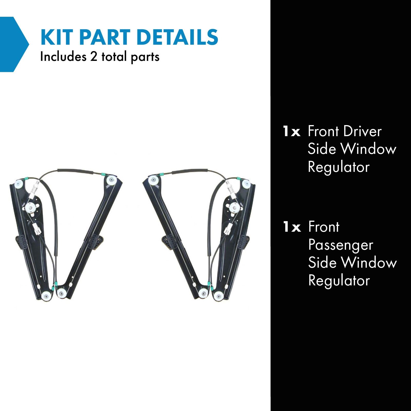 Trq Front Power Window Regulator Set Compatible With 2002-2005 Bmw 745I 745Li 2006-2008 750I 750Li 2004-2006 760I 2003-2008 760L