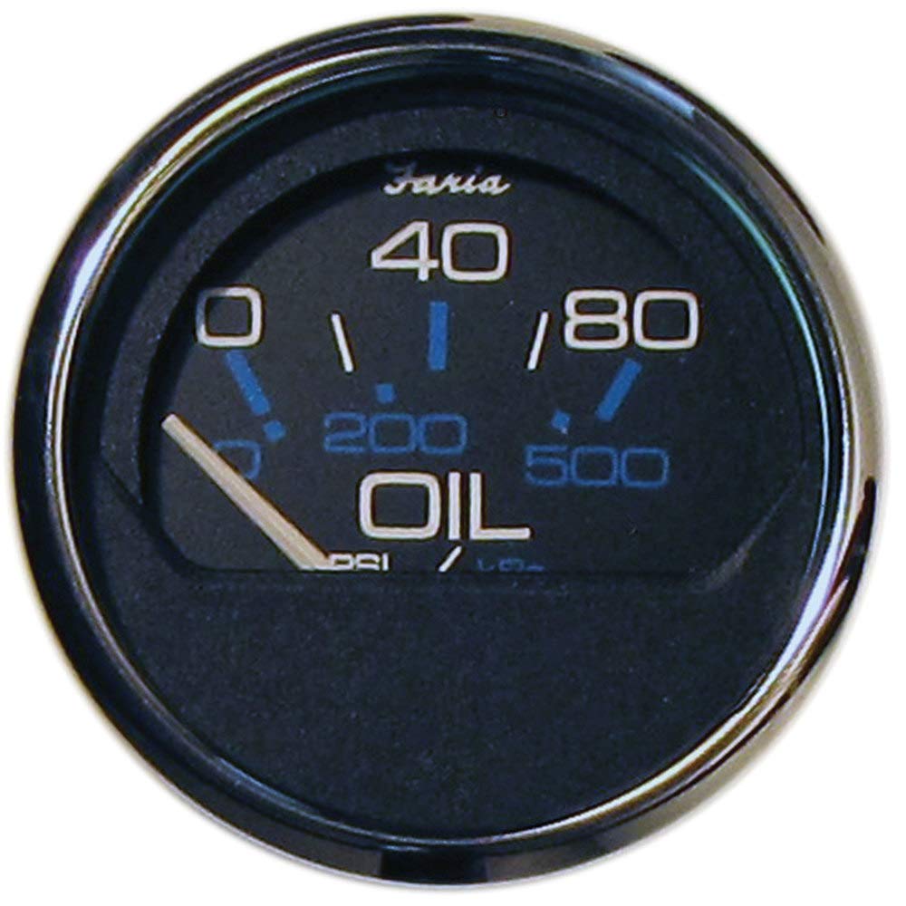 Faria Beede Instruments Beede Faria Beede Instruments 13702 Chesapeake Stainless Steel Oil Pressure Gauge (80 PSI) - 2&quot;, Black