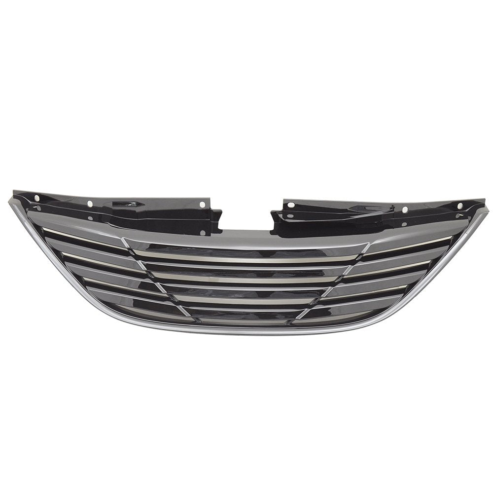 Grille Compatible With 2011-2014 Hyundai Sonata, YF Front Black Grille Grill Horizon ABS Horizontal Style by IKON MOTORSPORTS, 2