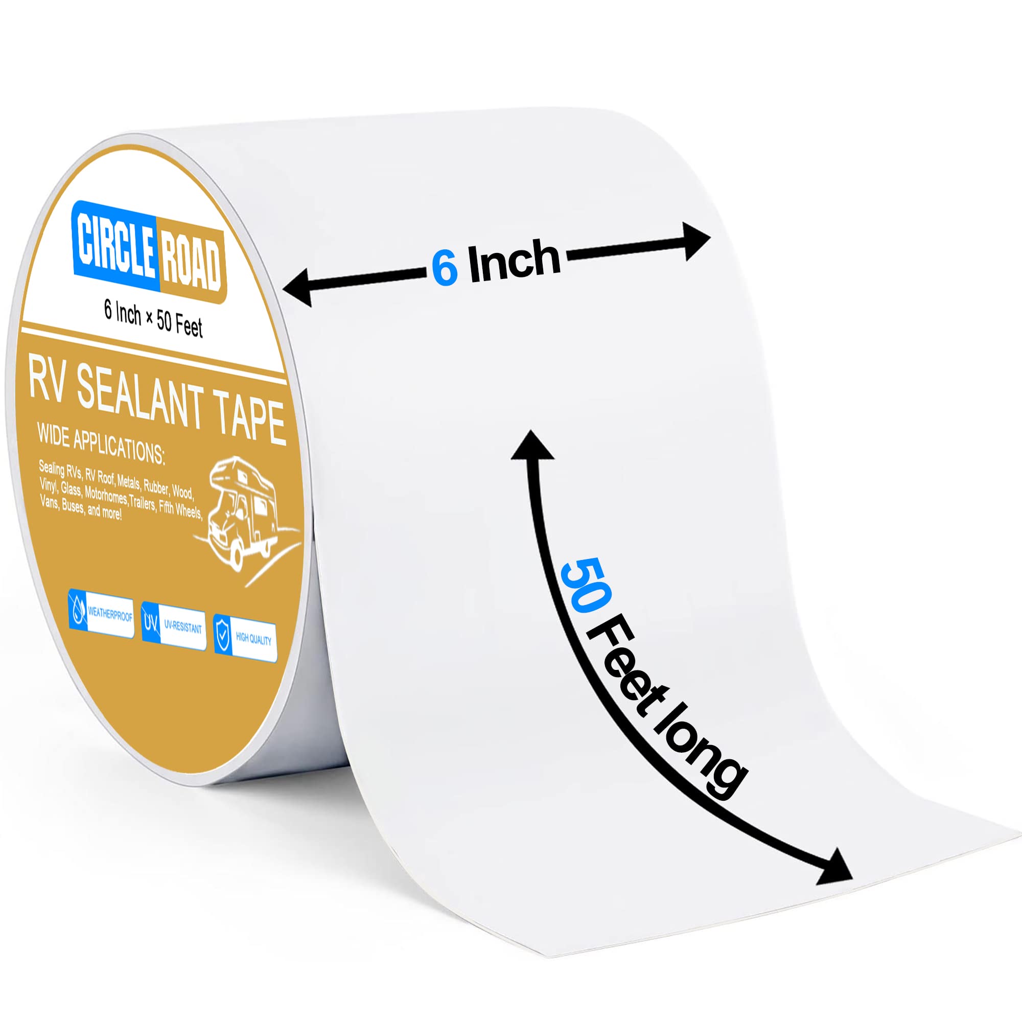 Rv Roof Tape White, 6 Inch X 50 Feet Rv Repair Sealant Tape, Stop Camper Roof Leaks, Uv-Resistant, Weatherproof And Reliable For