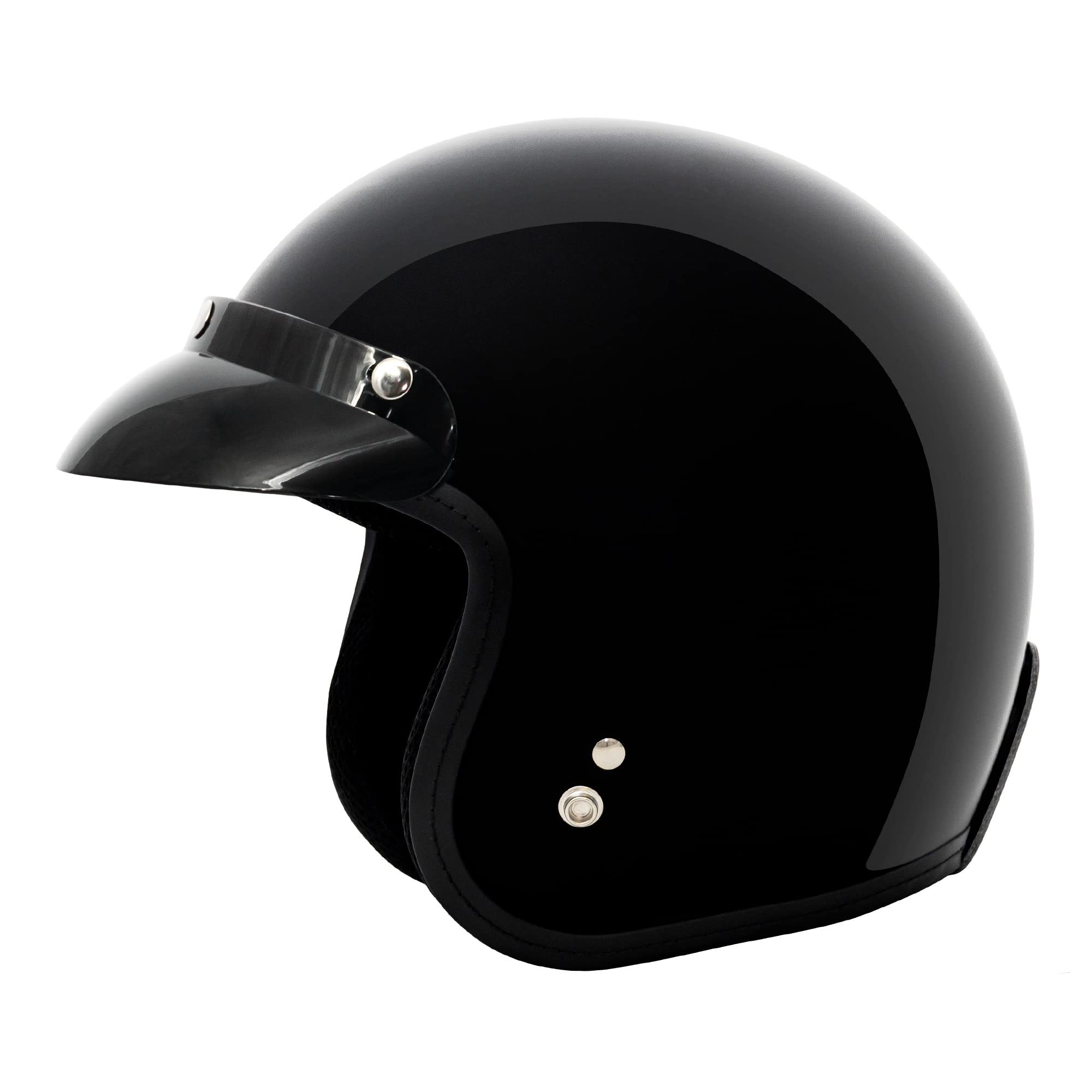 VCAN V85C 3/4 Open Face Motorcycle Helmet DOT Approved (Gloss Black, X-Small)