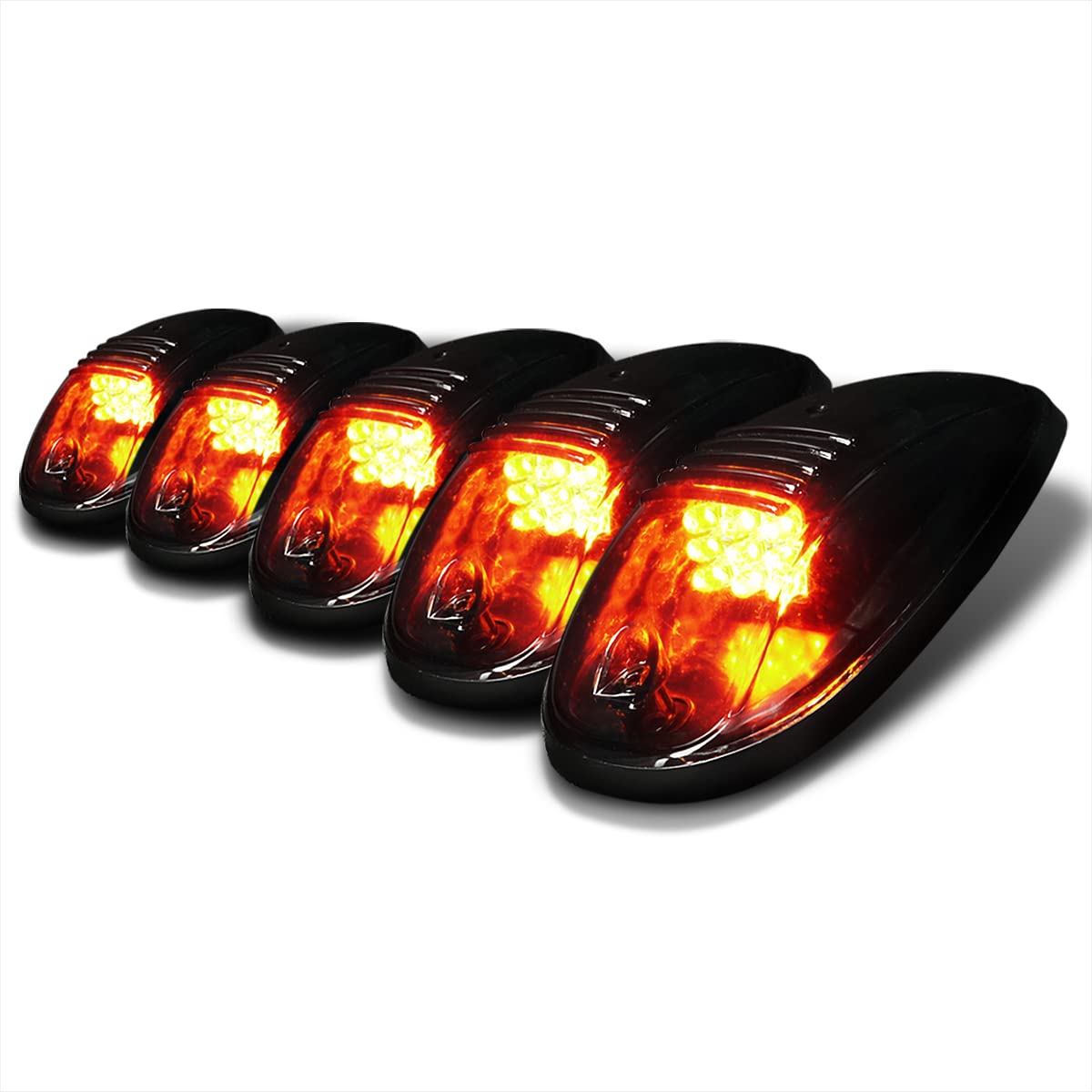 Spec-D Tuning 5 Piece Set Smoked Lens Yellow Amber Led Cab Roof Top Running Lights