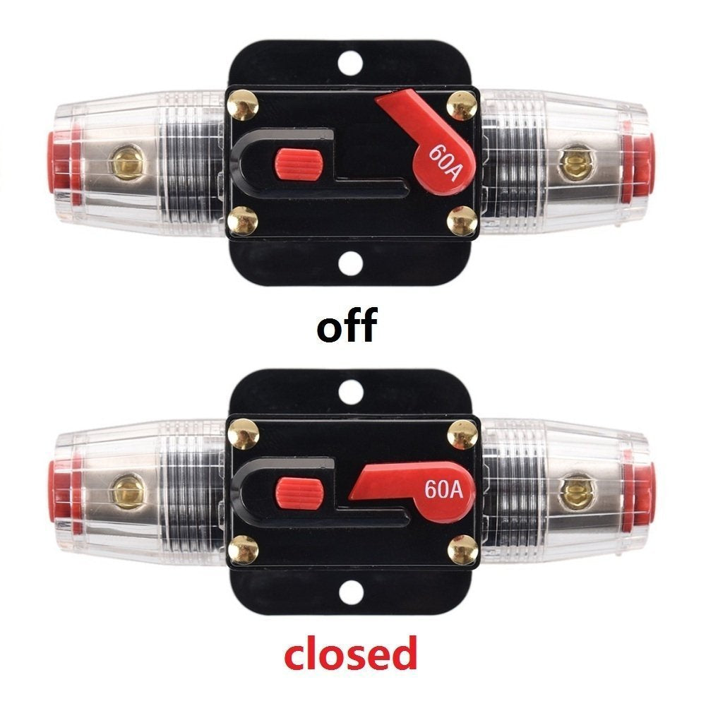 Rkurck 60 Amp Circuit Breaker Manual Reset Inline Fuse Inverter For Car Marine Trolling Motors Boat Atv Audio Solar Inverter Sys