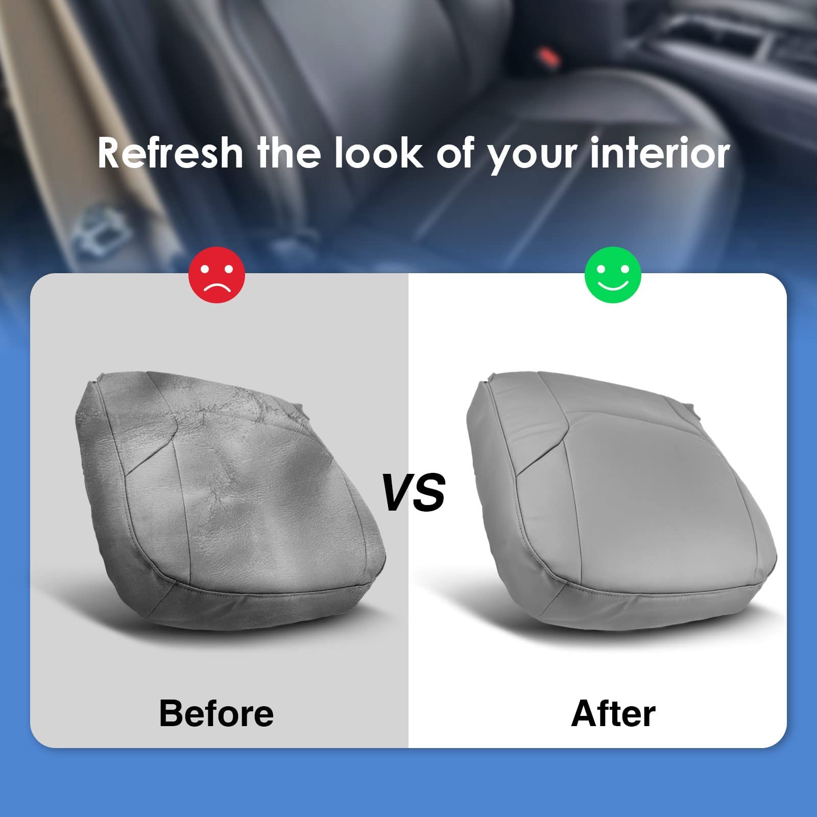 A-Premium Med Gray Leather Car Seat Cover Protector for Front Left Seat Bottoms Compatible with Toyota 4Runner 2003 2004 2005 2006 2007 2008 2009 7107235200B3